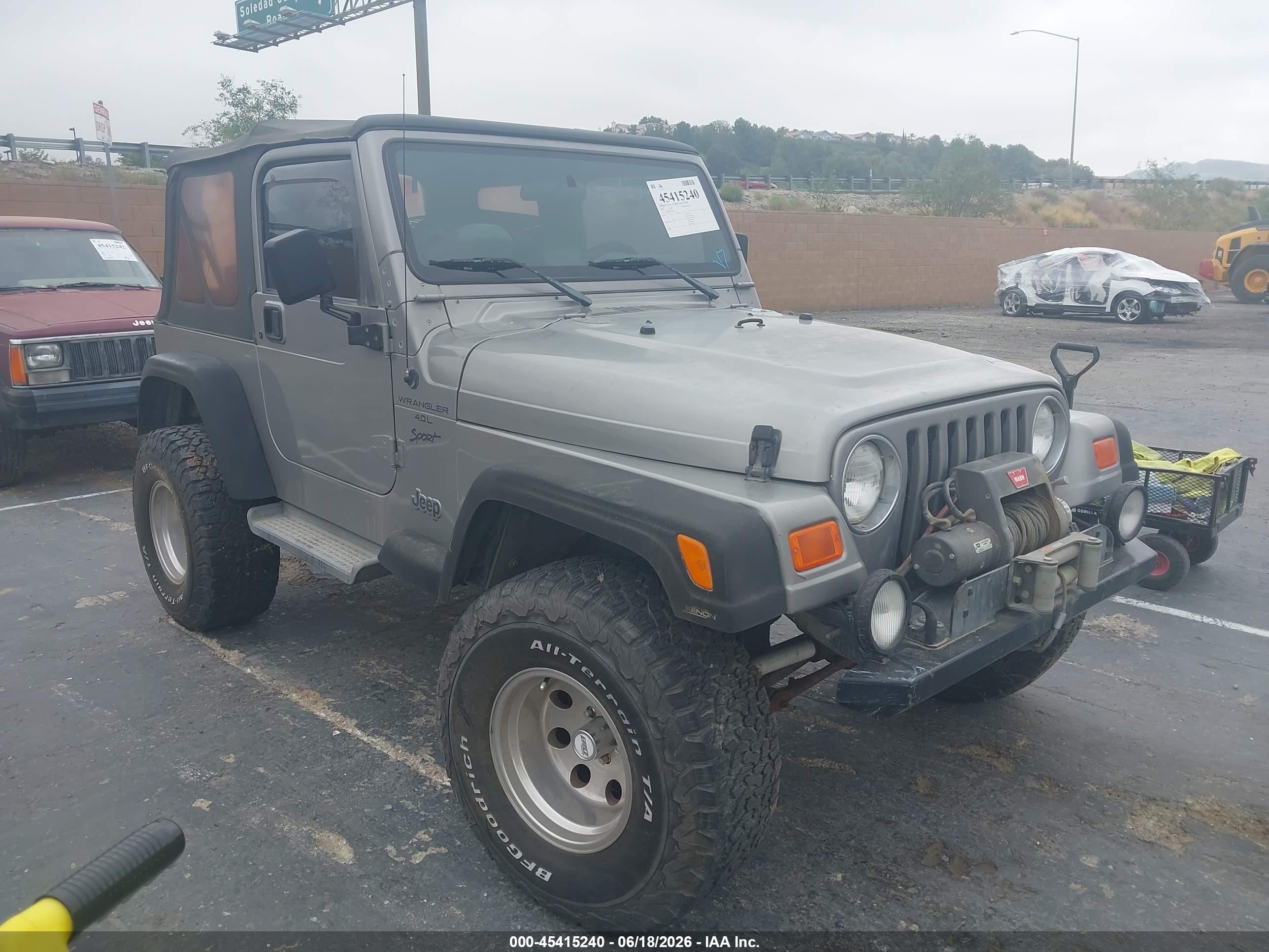 2001 Jeep Wrangler Sport Gray vin: 1J4FA49591P314266
