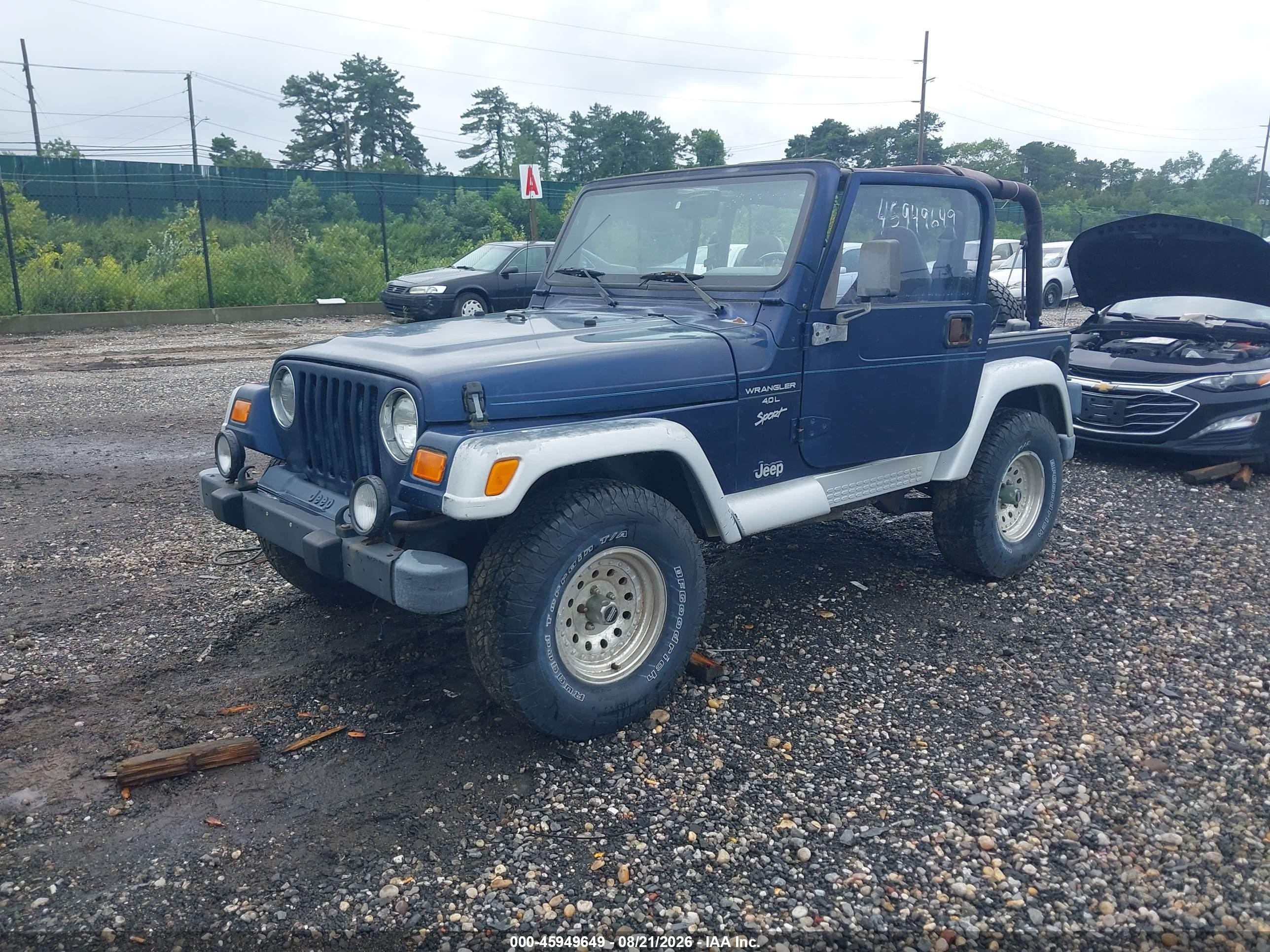 2000 Jeep Wrangler Sport Синий vin: 1J4FA49S0YP721175