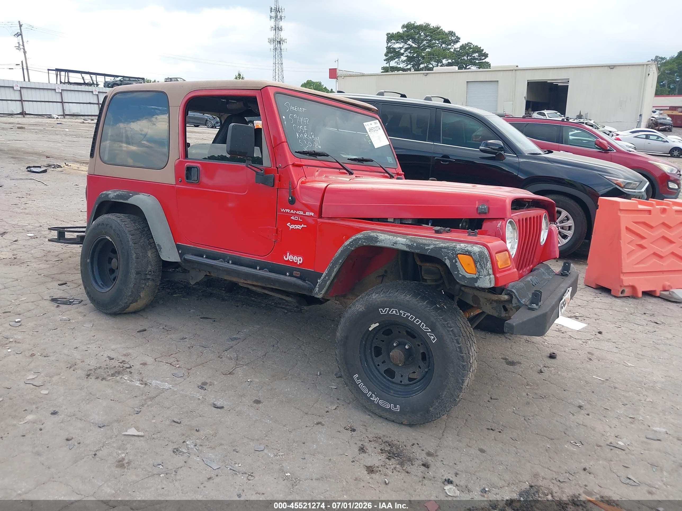 2000 Jeep Wrangler Sport Red vin: 1J4FA49S0YP804962