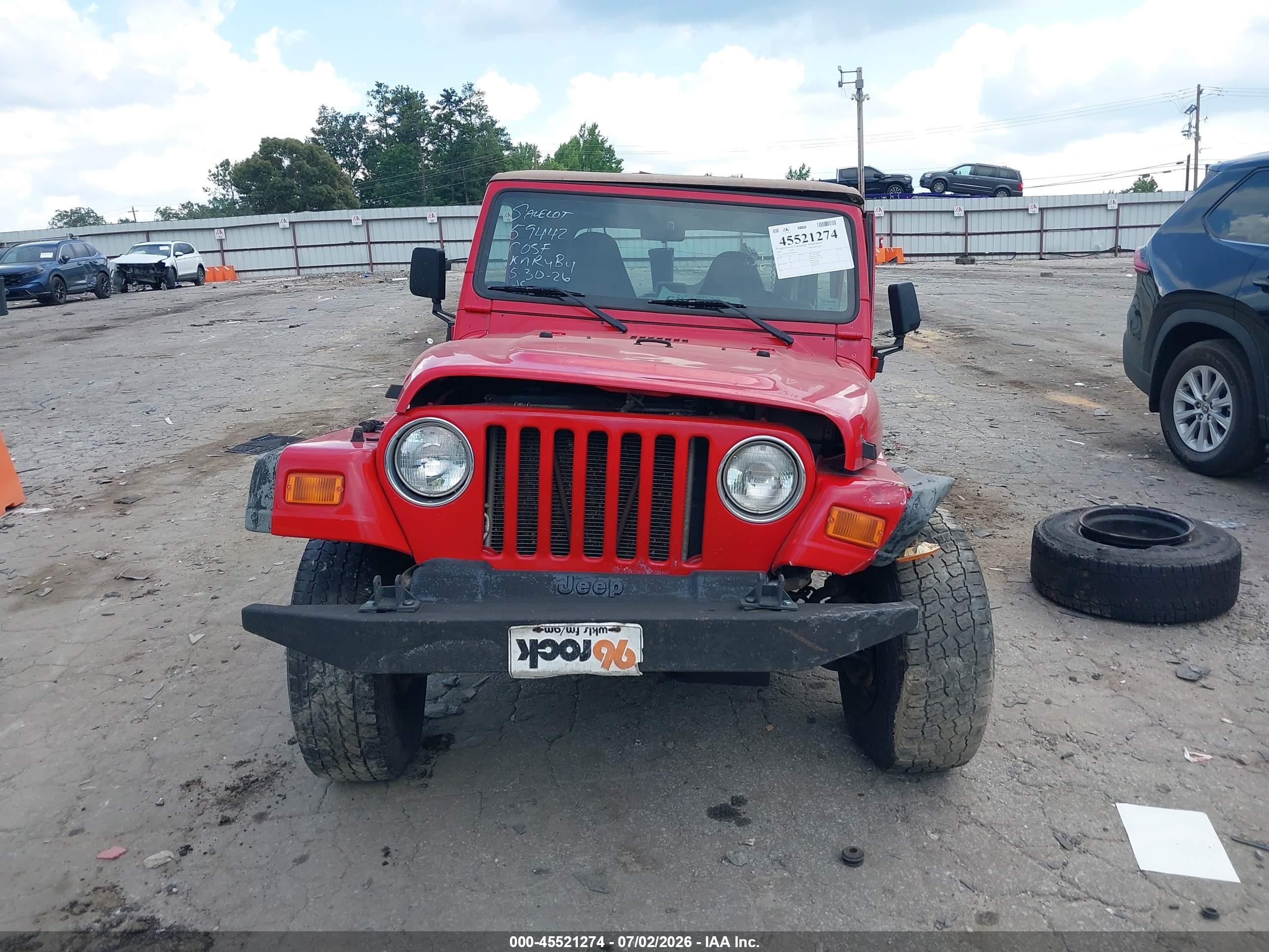 2000 Jeep Wrangler Sport Красный vin: 1J4FA49S0YP804962