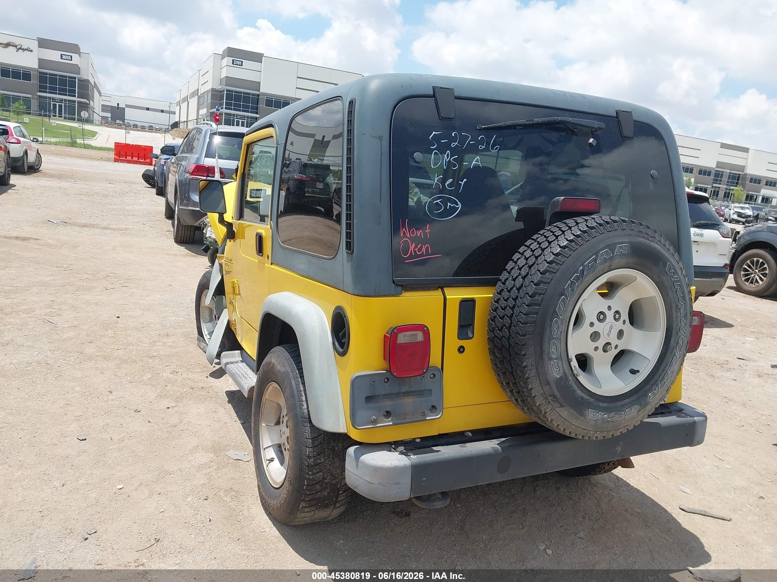 2001 Jeep Wrangler Sport Yellow vin: 1J4FA49S21P306607