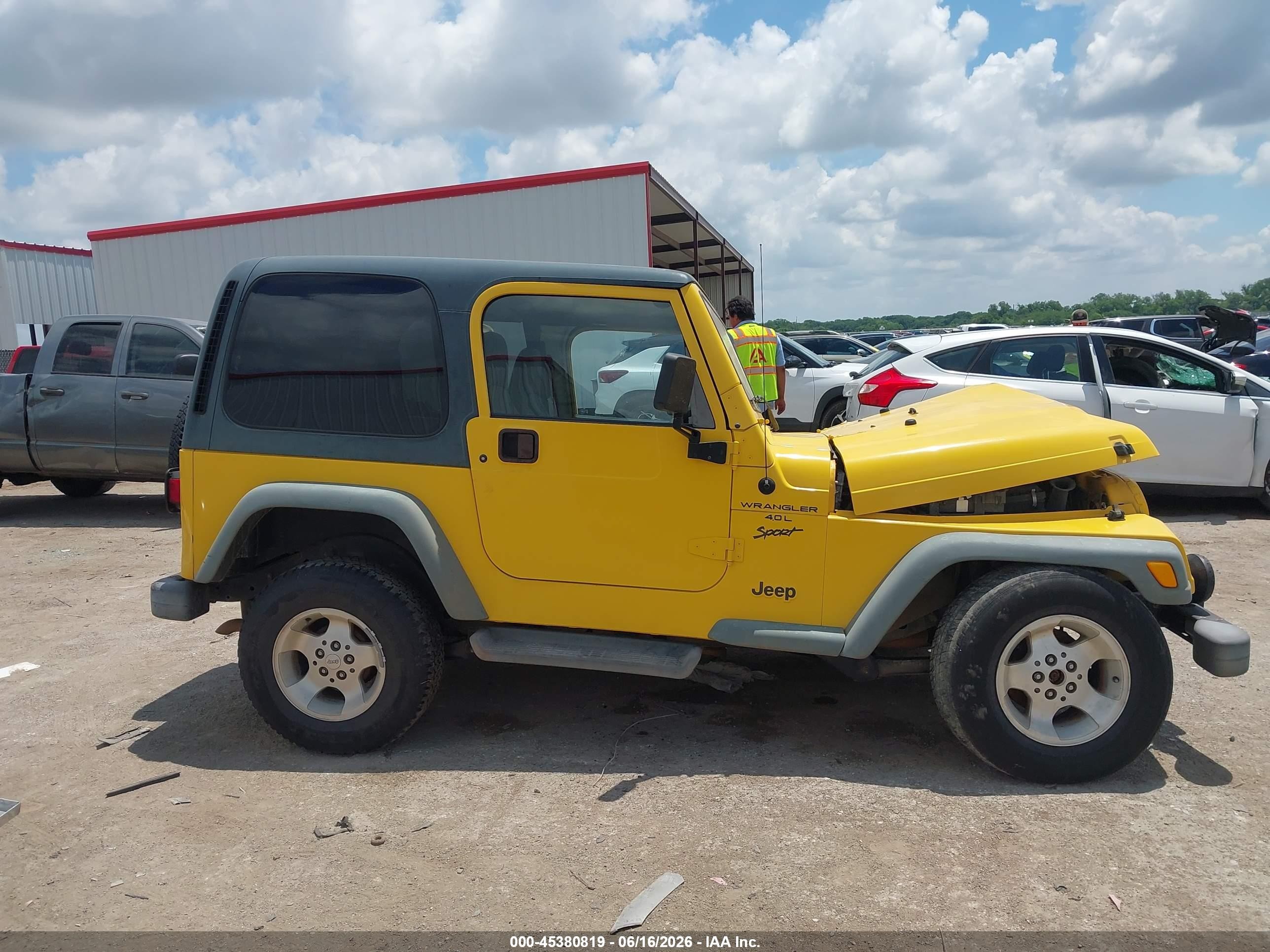 2001 Jeep Wrangler Sport Yellow vin: 1J4FA49S21P306607