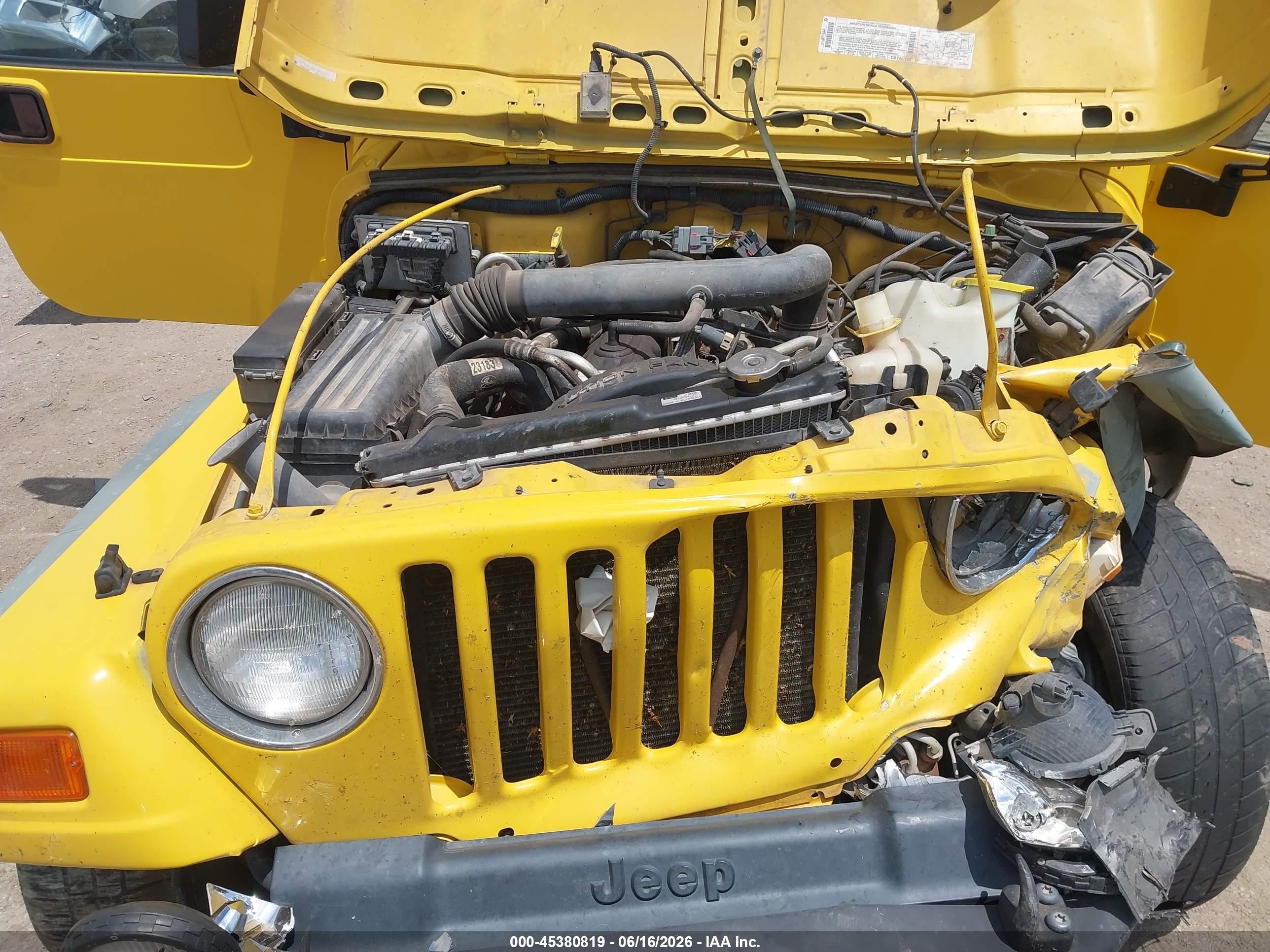 2001 Jeep Wrangler Sport Yellow vin: 1J4FA49S21P306607