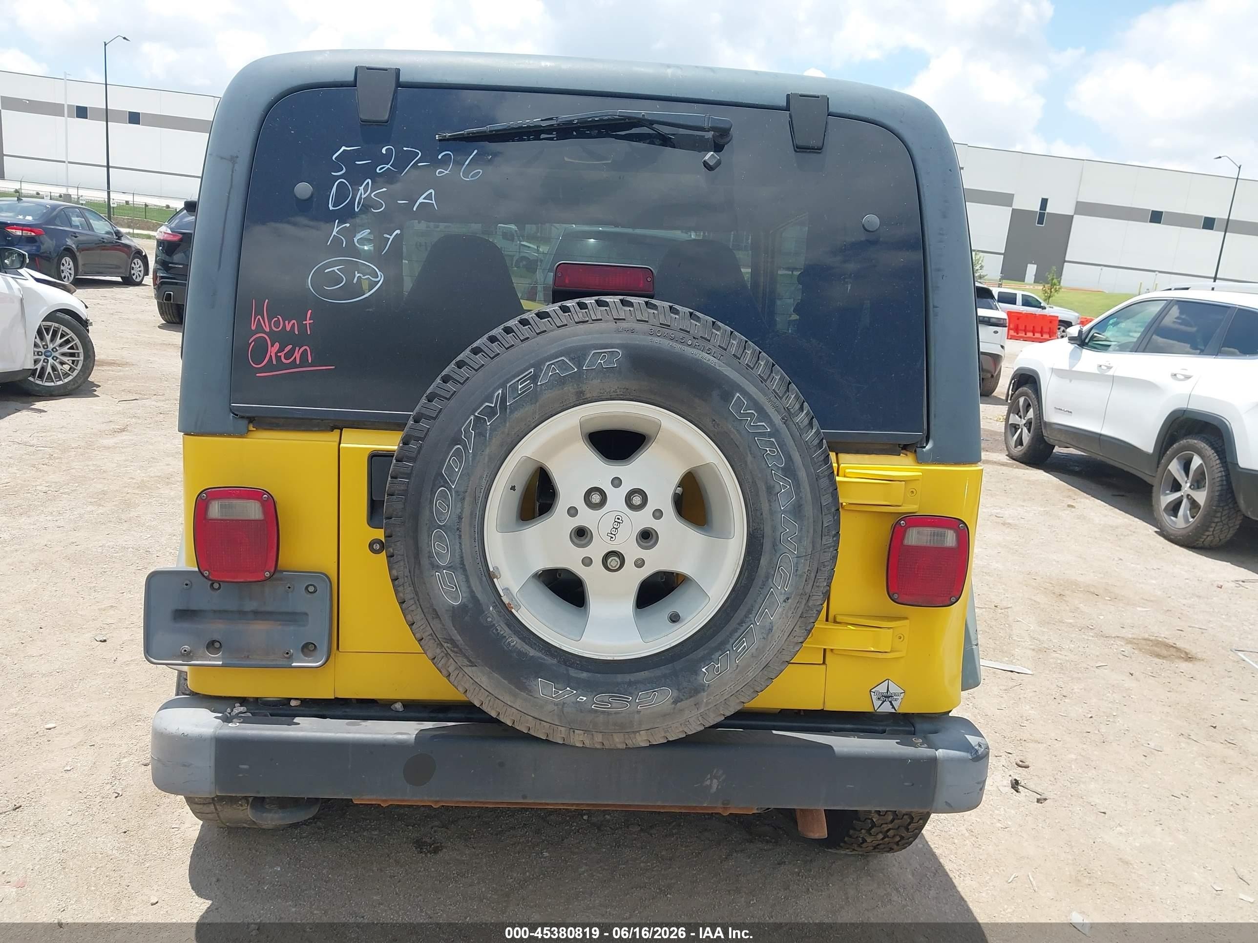 2001 Jeep Wrangler Sport Yellow vin: 1J4FA49S21P306607