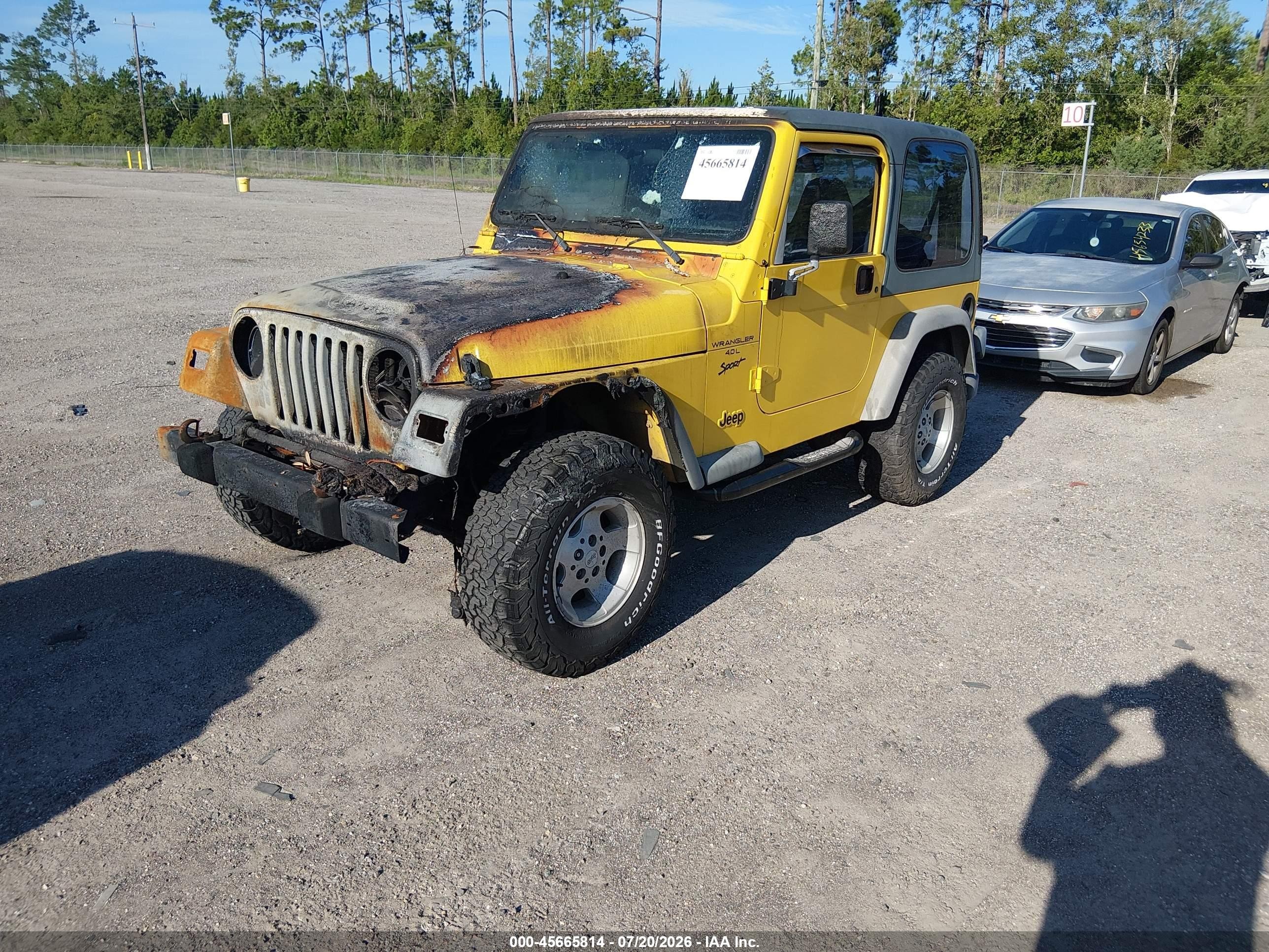2001 Jeep Wrangler Sport Yellow vin: 1J4FA49S21P334102