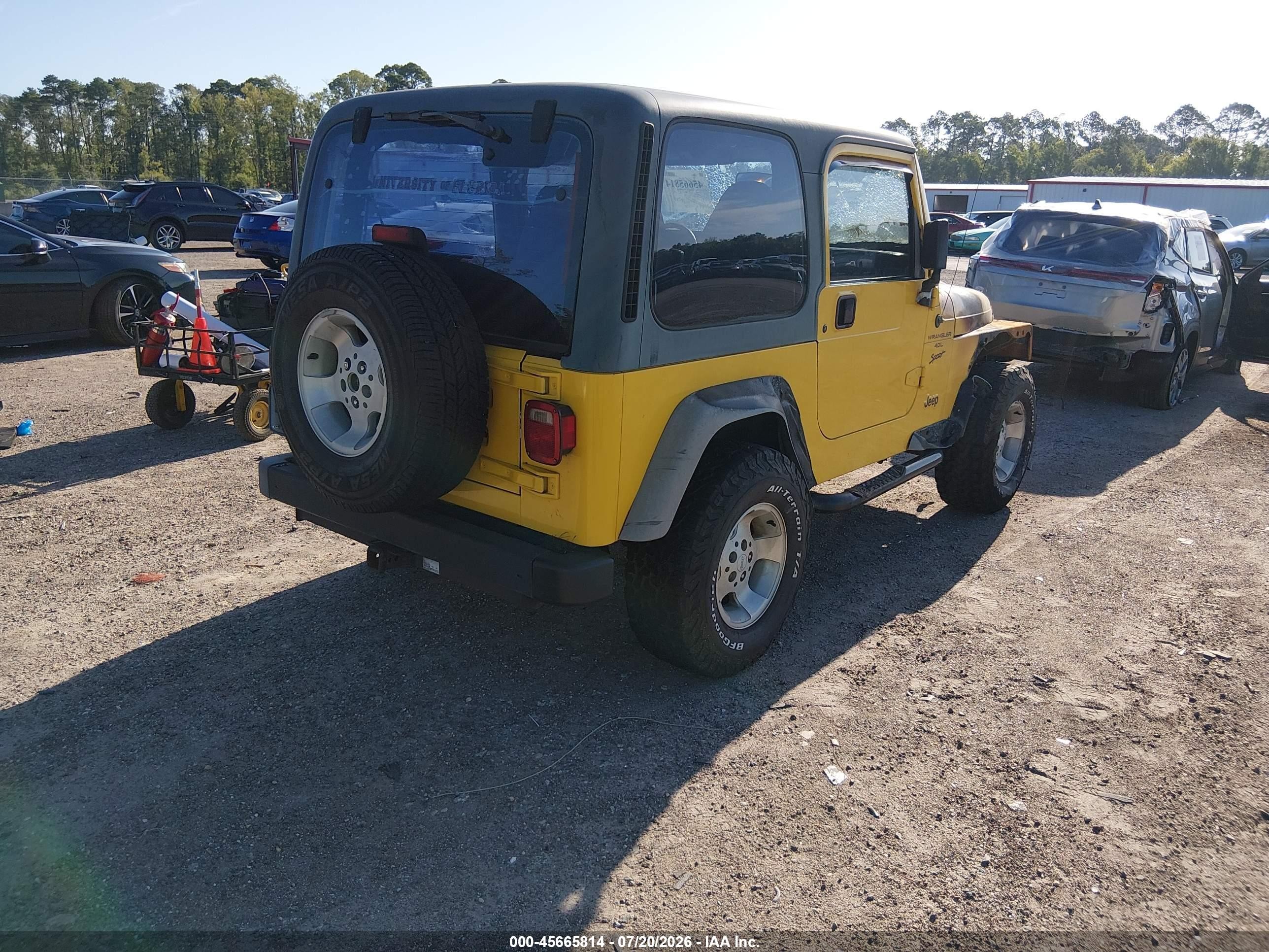2001 Jeep Wrangler Sport Yellow vin: 1J4FA49S21P334102