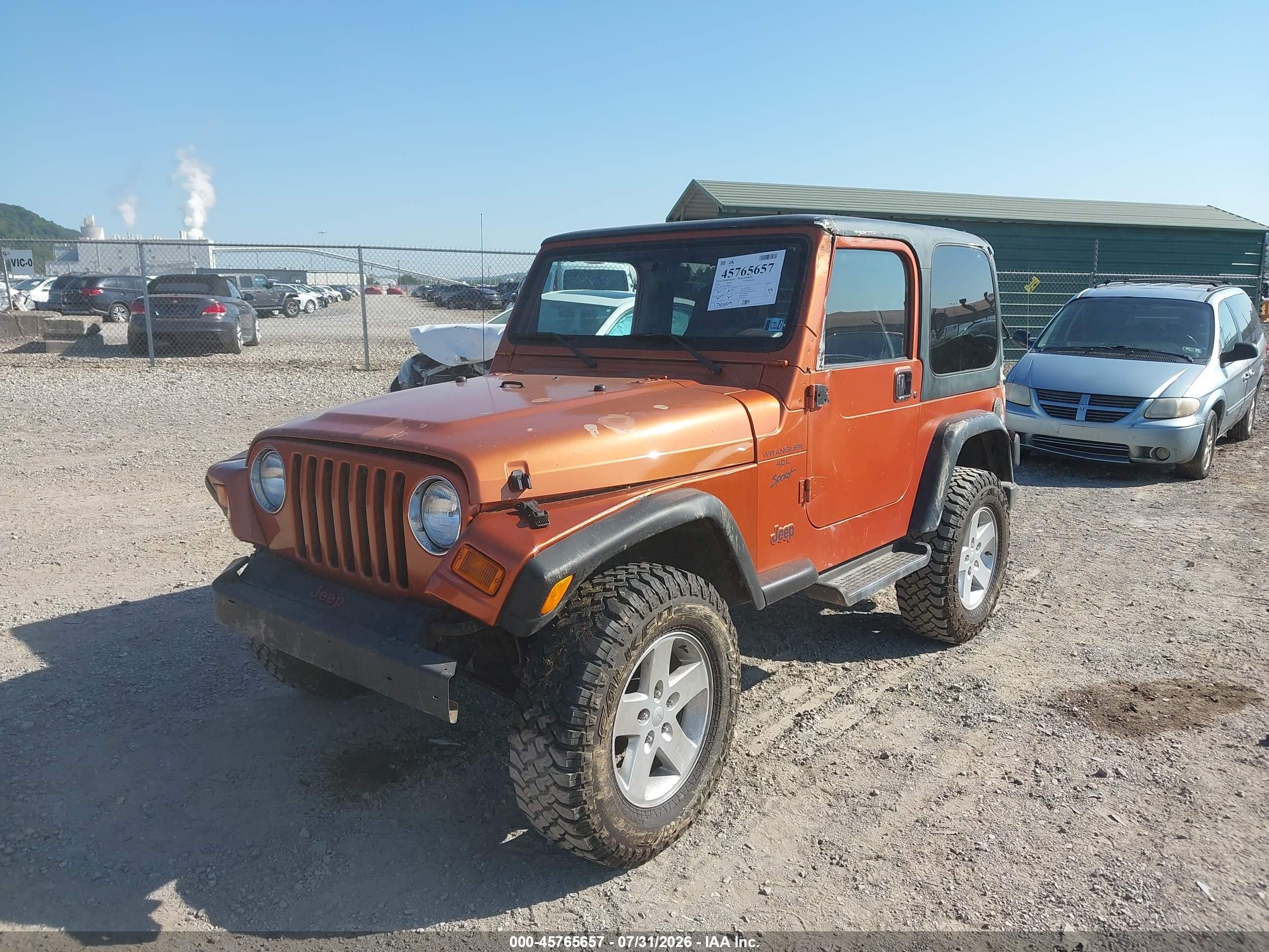 2001 Jeep Wrangler Sport Orange vin: 1J4FA49S21P368010