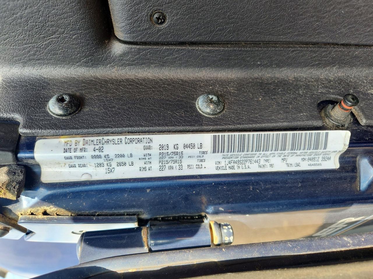 2002 Jeep Wrangler / Tj Sport Blue vin: 1J4FA49S22P761443