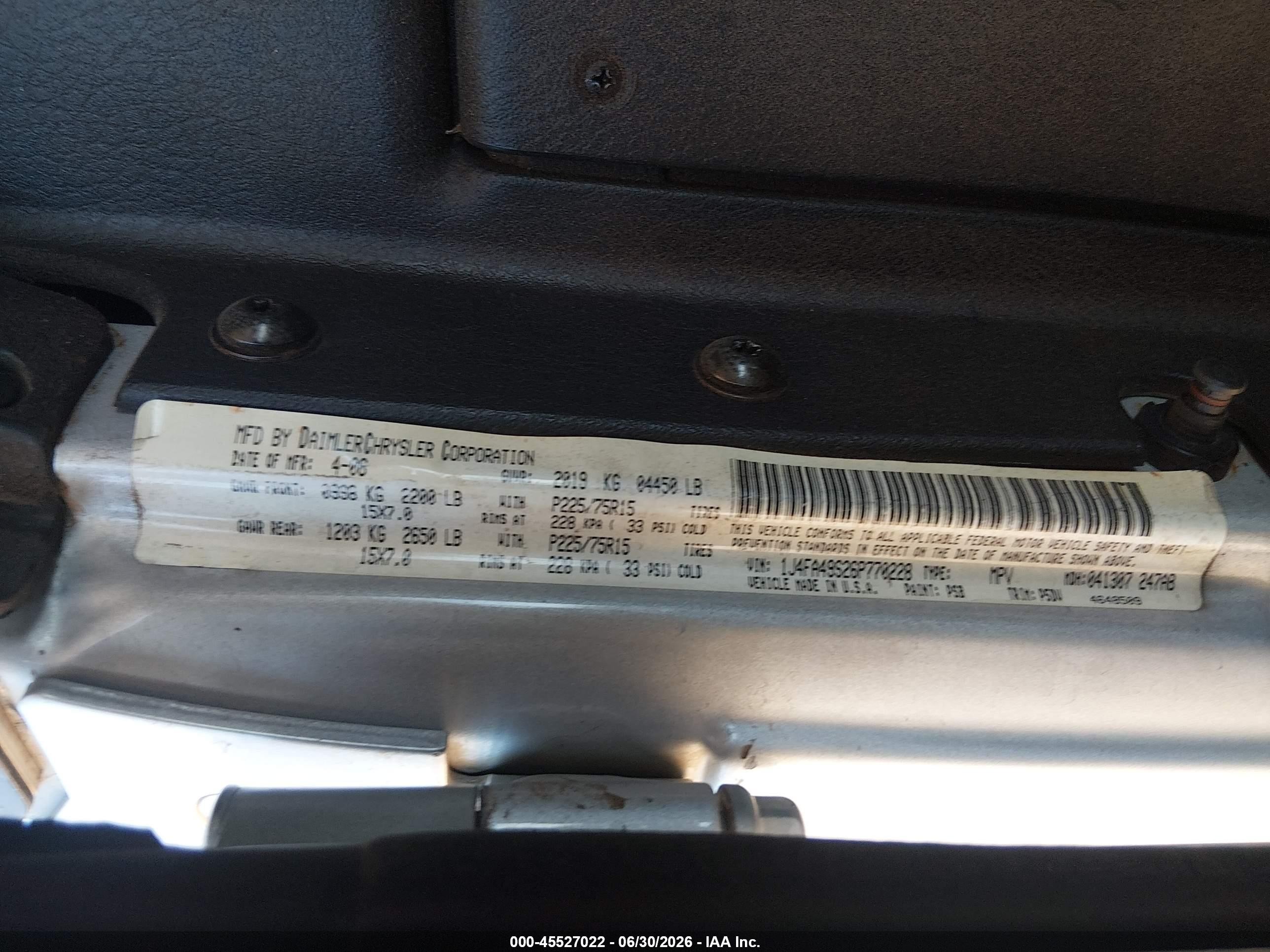 2006 Jeep Wrangler Sport Silver vin: 1J4FA49S26P770228