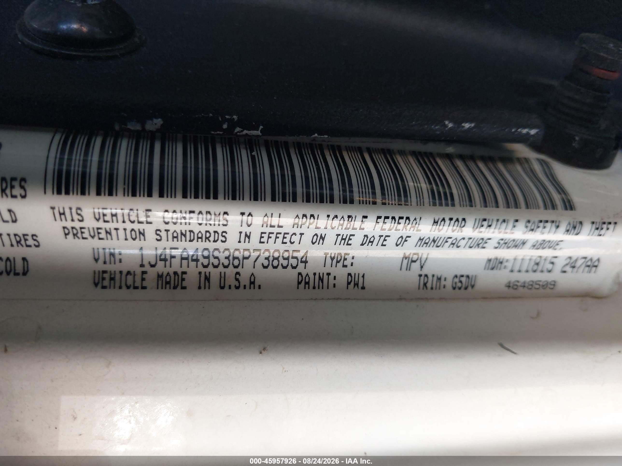 2006 Jeep Wrangler Sport White vin: 1J4FA49S36P738954
