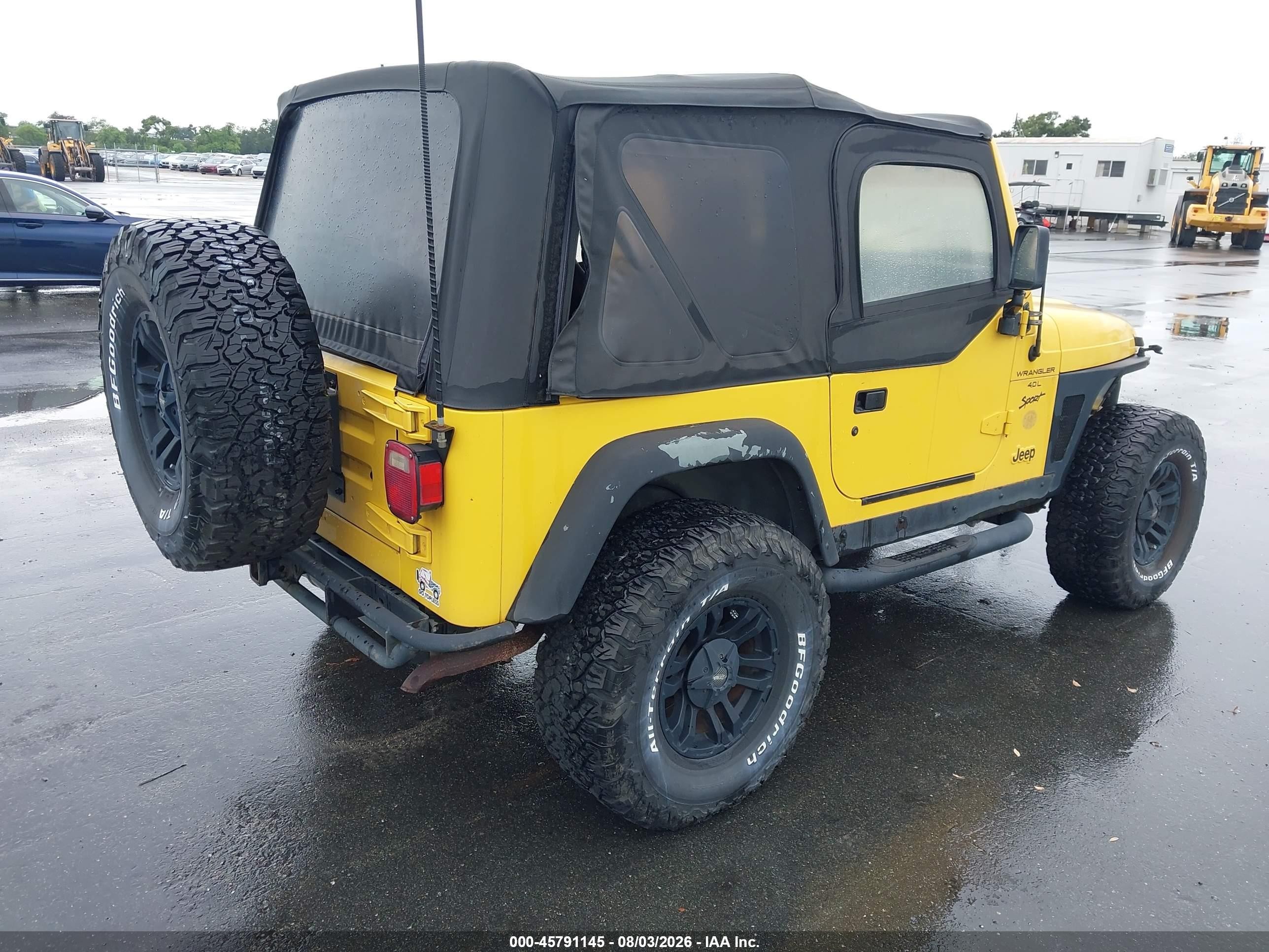 2000 Jeep Wrangler Sport Yellow vin: 1J4FA49S3YP763954