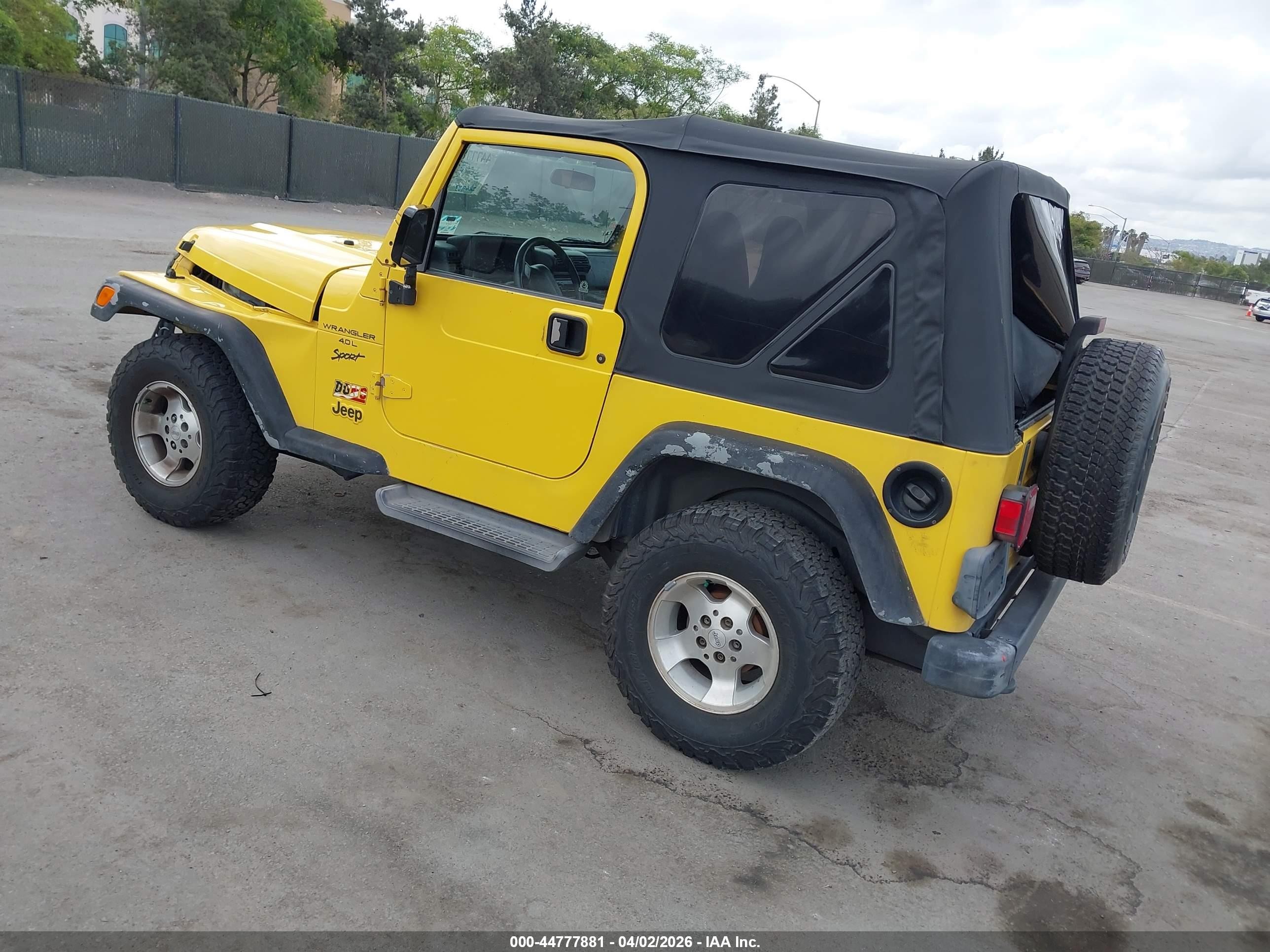 2001 Jeep Wrangler Sport Yellow vin: 1J4FA49S41P321948
