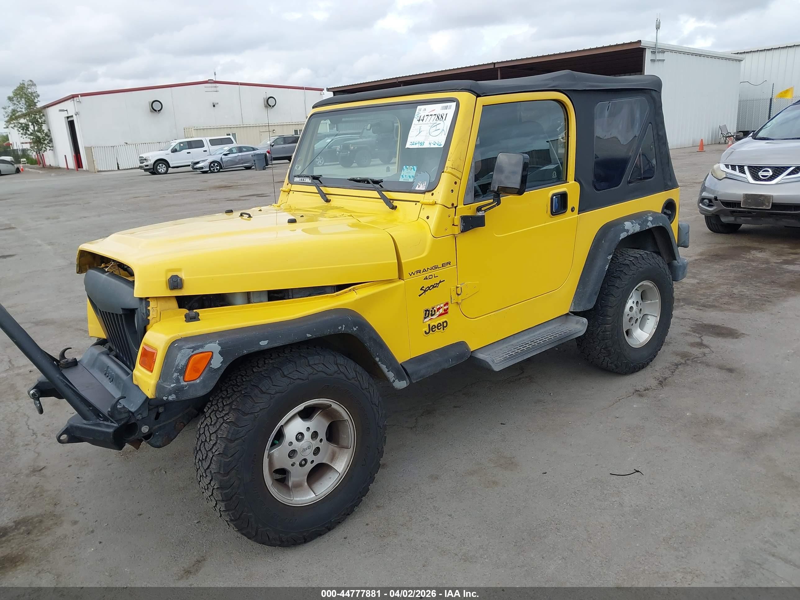 2001 Jeep Wrangler Sport Yellow vin: 1J4FA49S41P321948