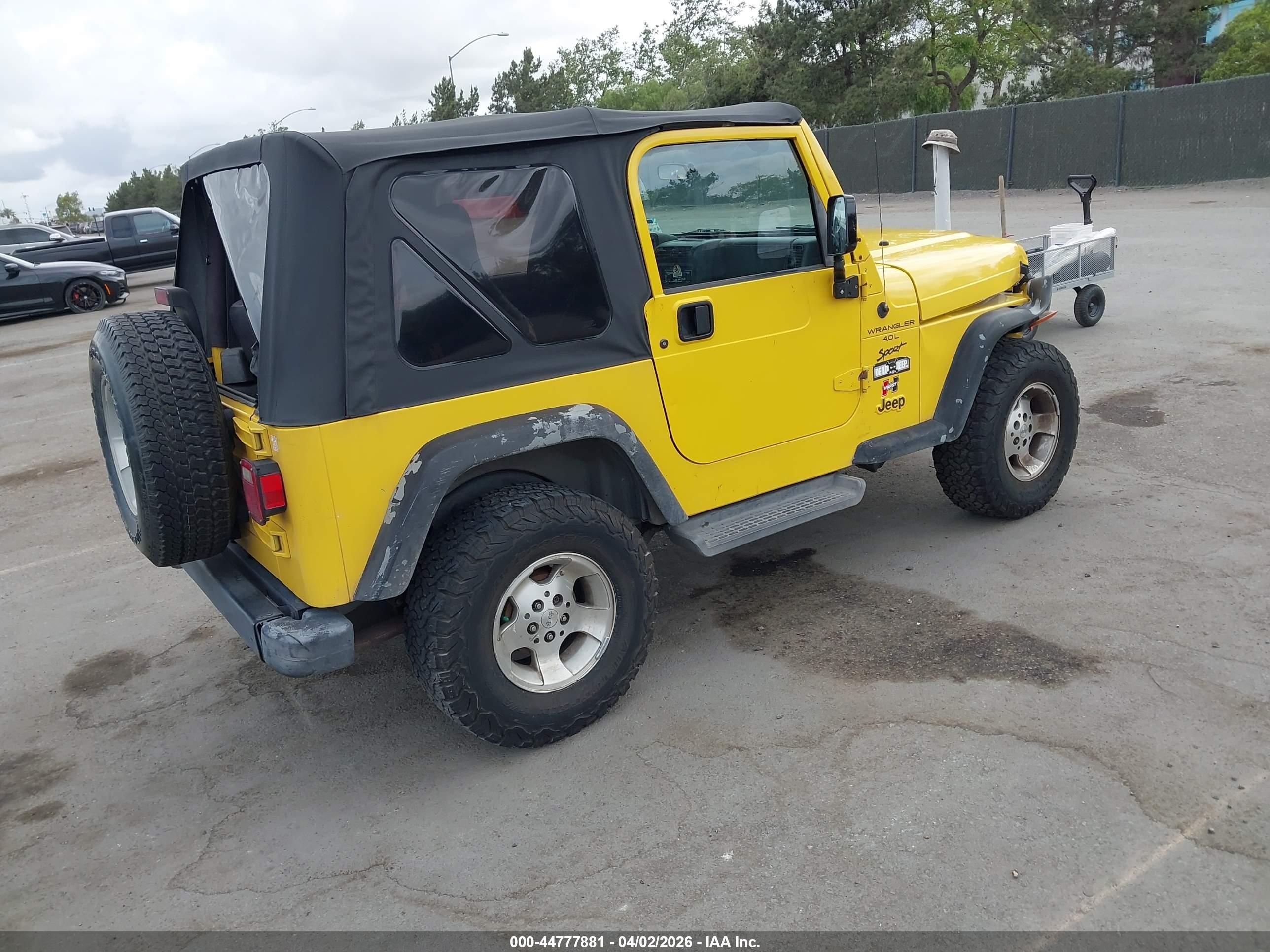 2001 Jeep Wrangler Sport Yellow vin: 1J4FA49S41P321948