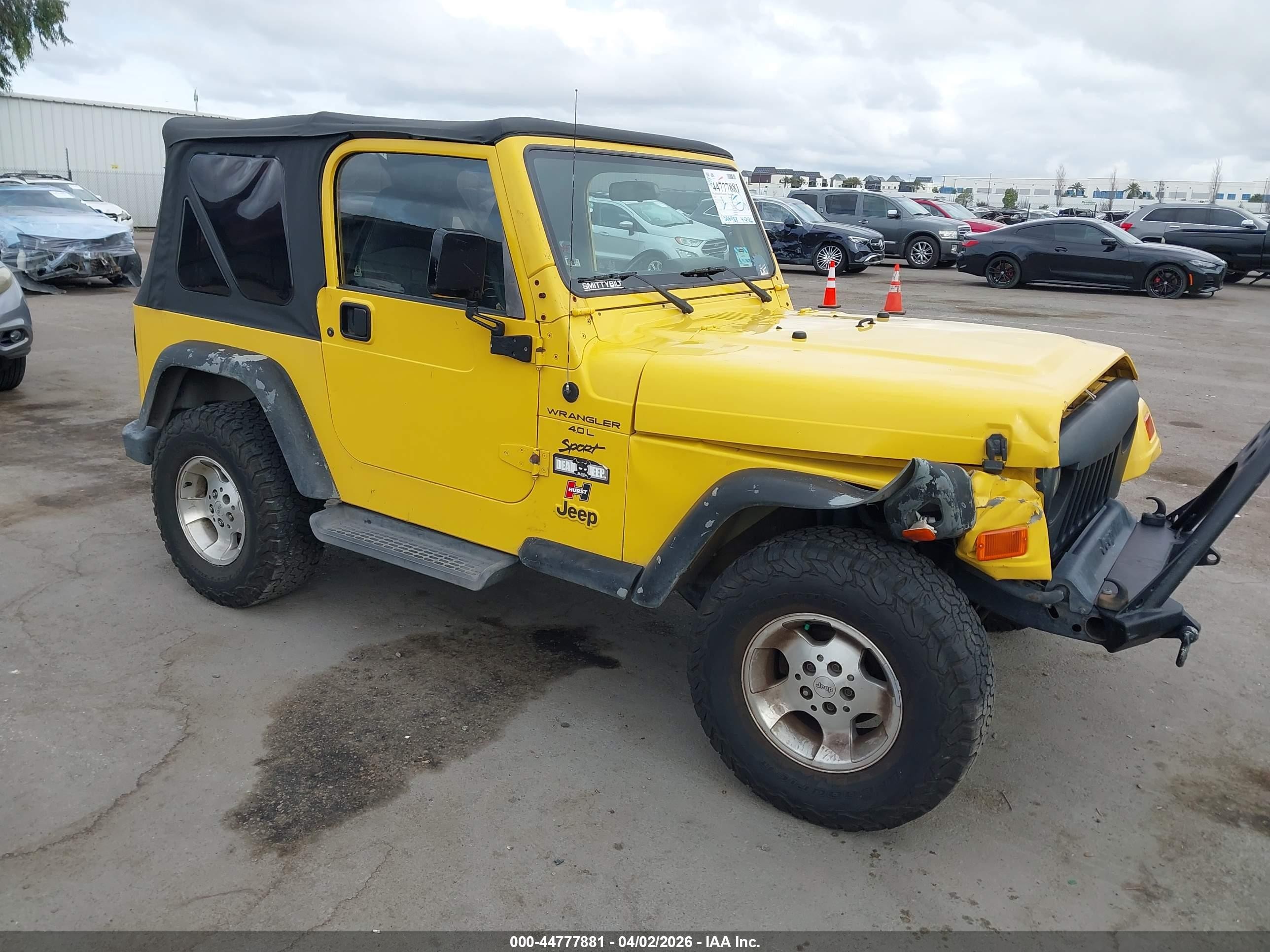 2001 Jeep Wrangler Sport Yellow vin: 1J4FA49S41P321948
