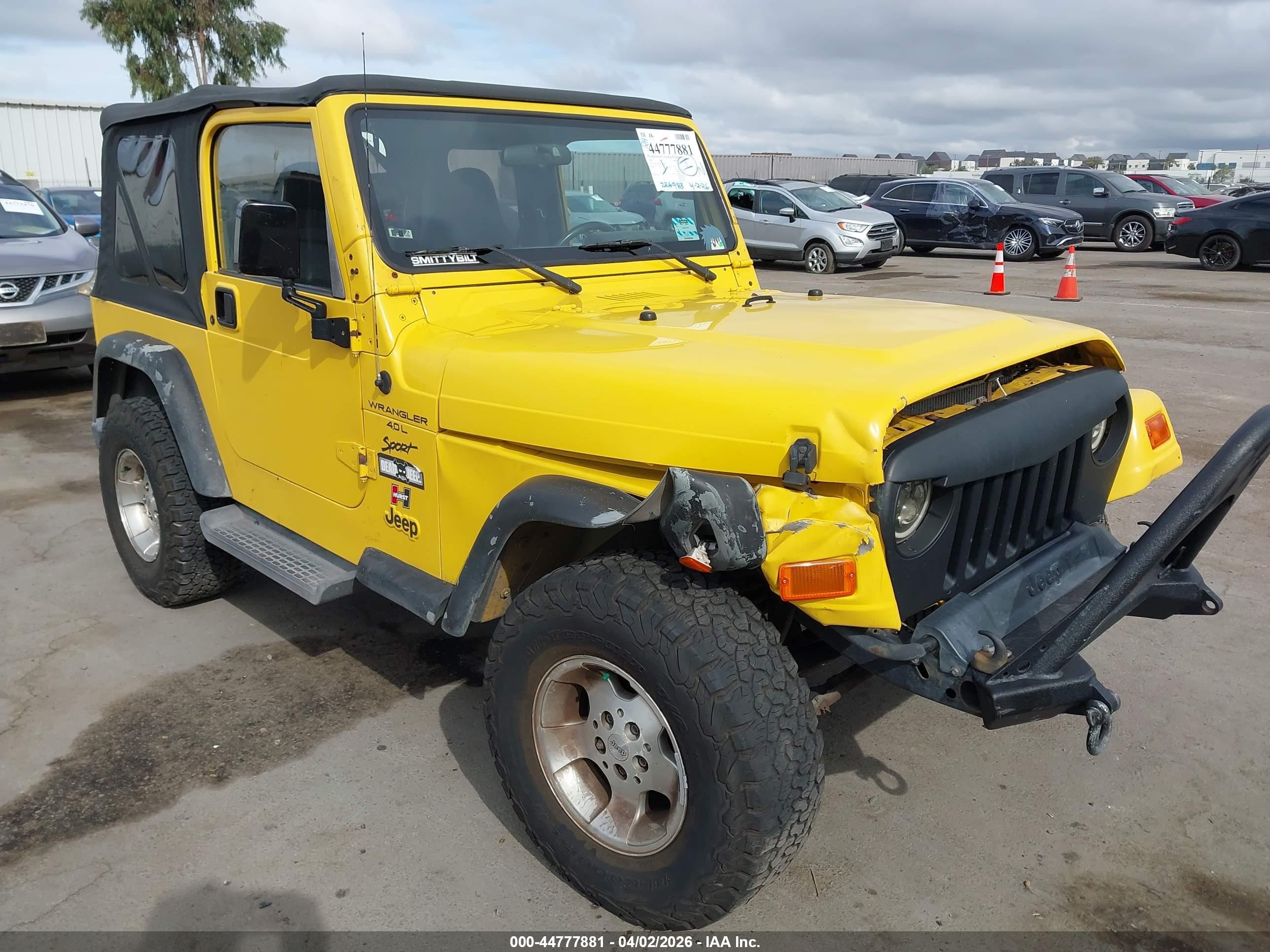 2001 Jeep Wrangler Sport Yellow vin: 1J4FA49S41P321948