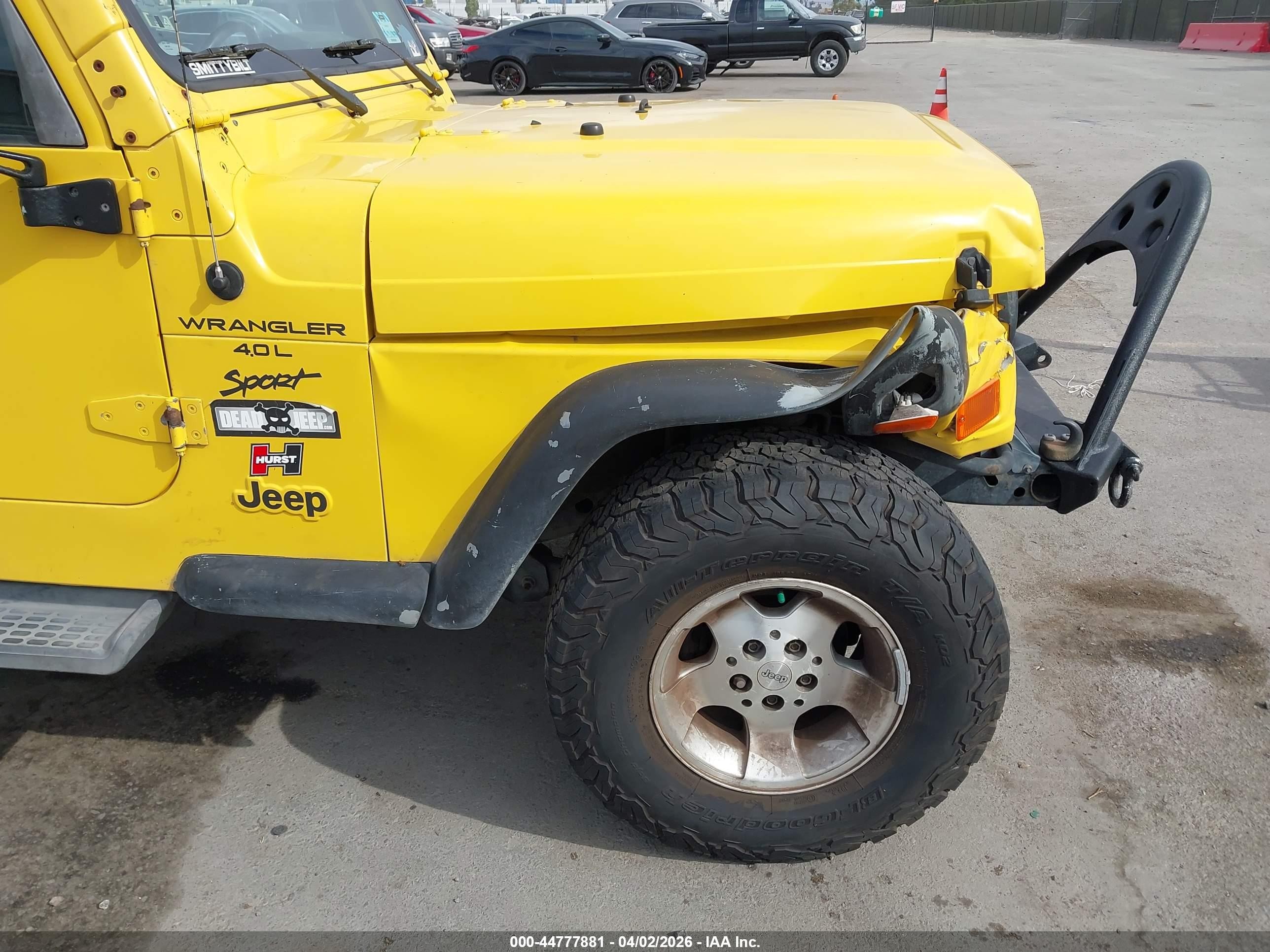 2001 Jeep Wrangler Sport Yellow vin: 1J4FA49S41P321948