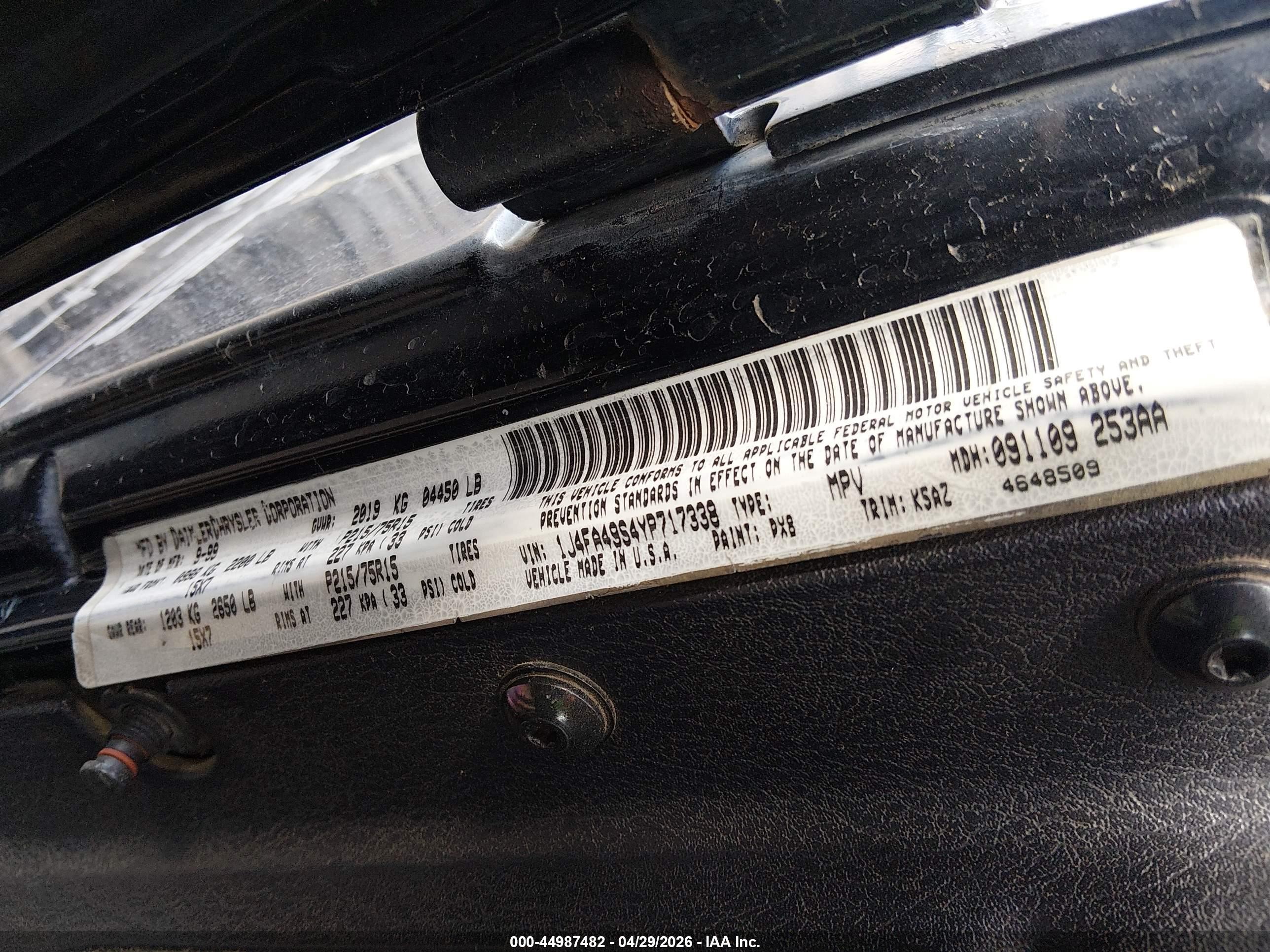 2000 Jeep Wrangler Sport Black vin: 1J4FA49S4YP717338