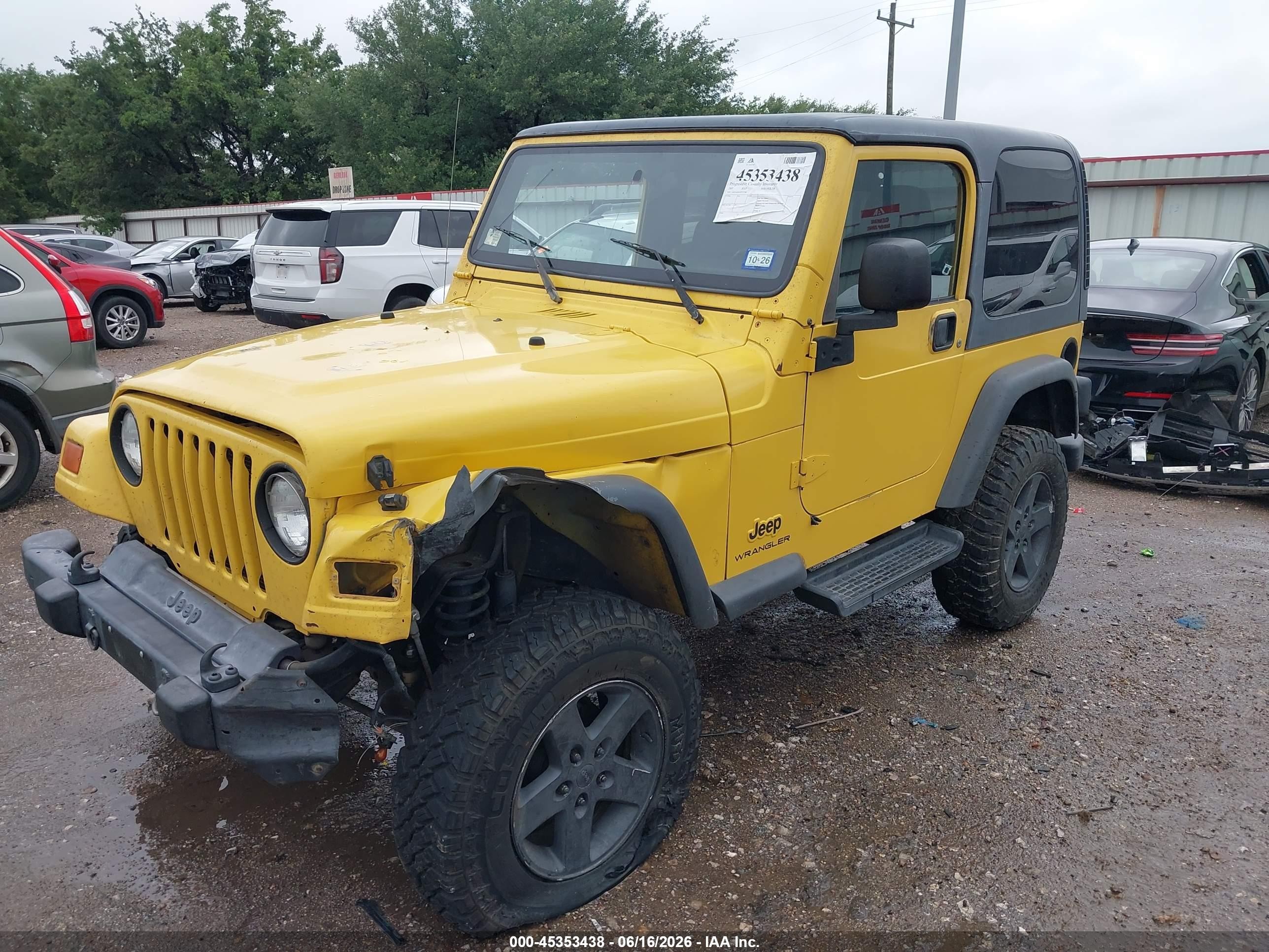 2003 Jeep Wrangler Sport Yellow vin: 1J4FA49S53P372782
