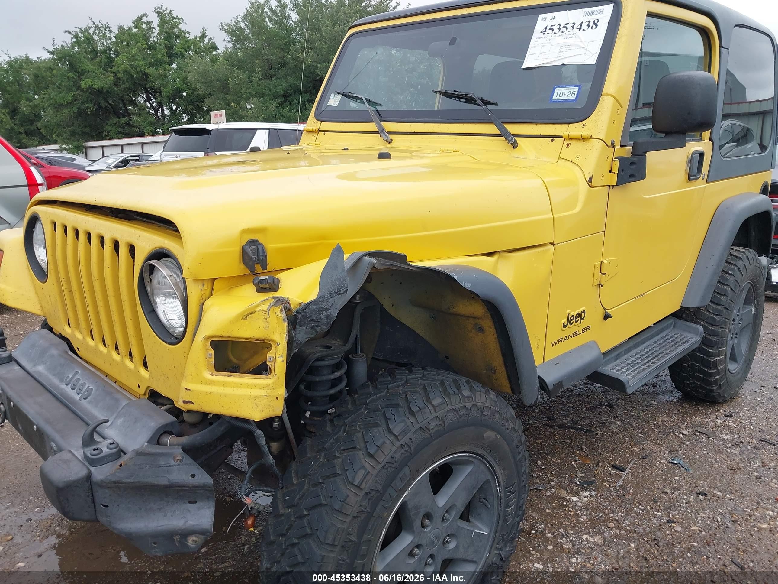 2003 Jeep Wrangler Sport Yellow vin: 1J4FA49S53P372782