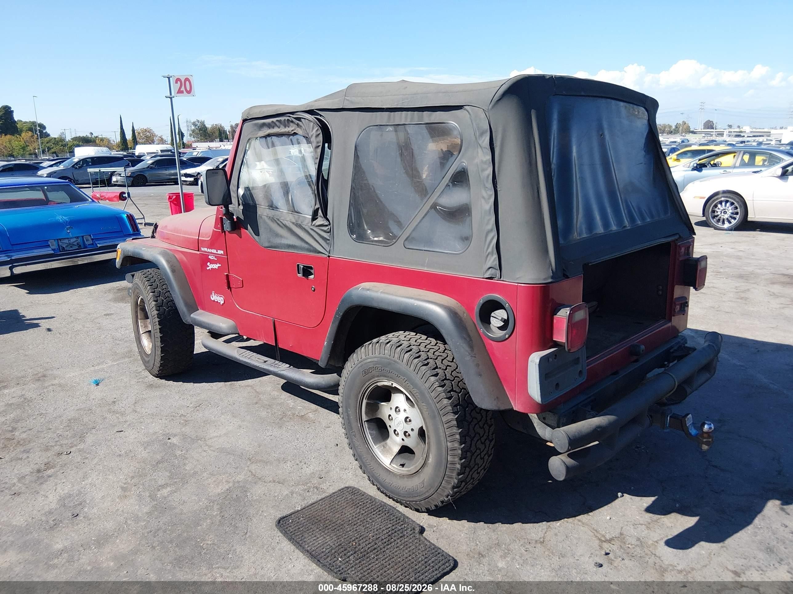 2000 Jeep Wrangler Sport Red vin: 1J4FA49S5YP764717