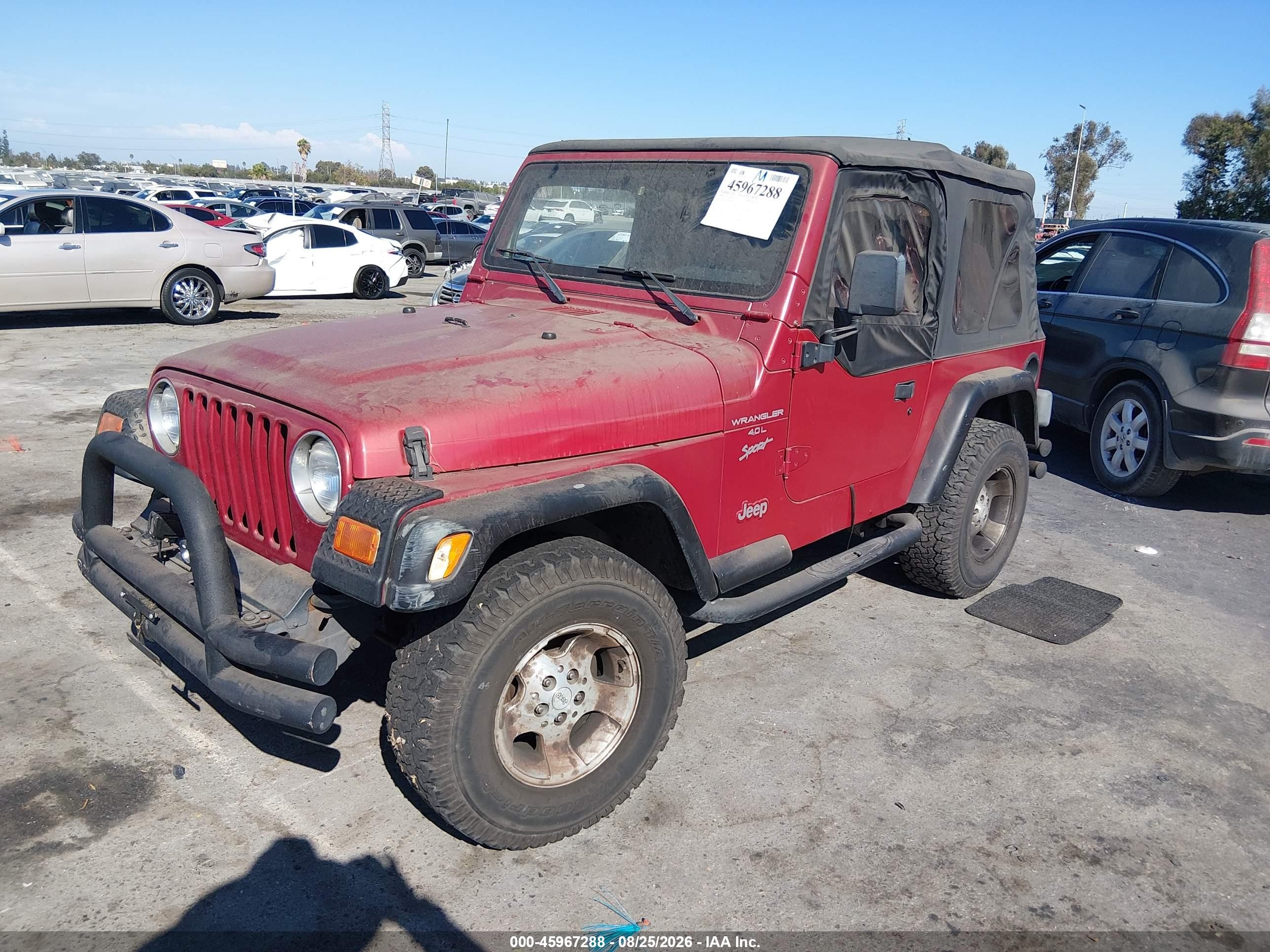 2000 Jeep Wrangler Sport Red vin: 1J4FA49S5YP764717