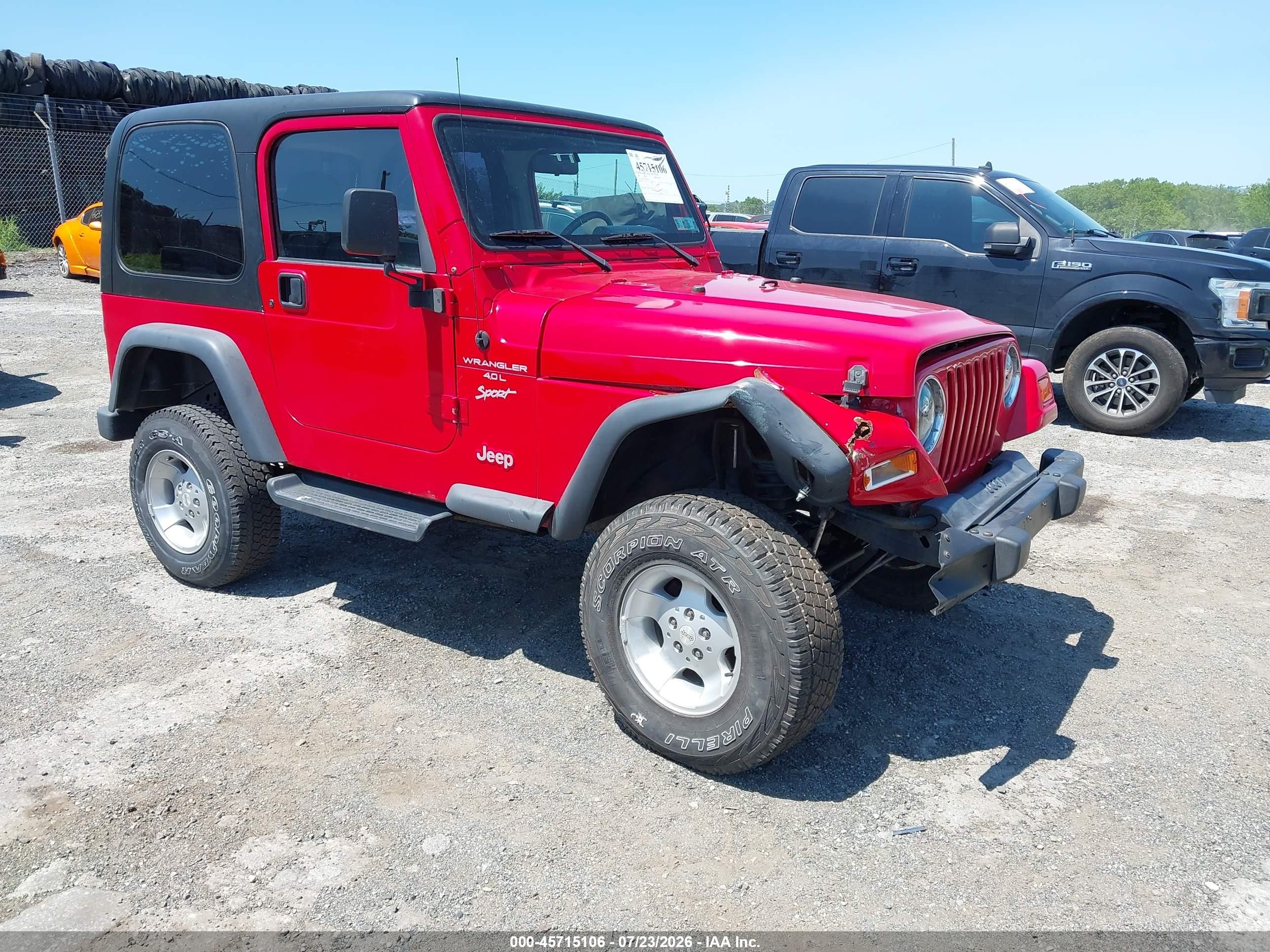 2000 Jeep Wrangler Sport Red vin: 1J4FA49S6YP703070