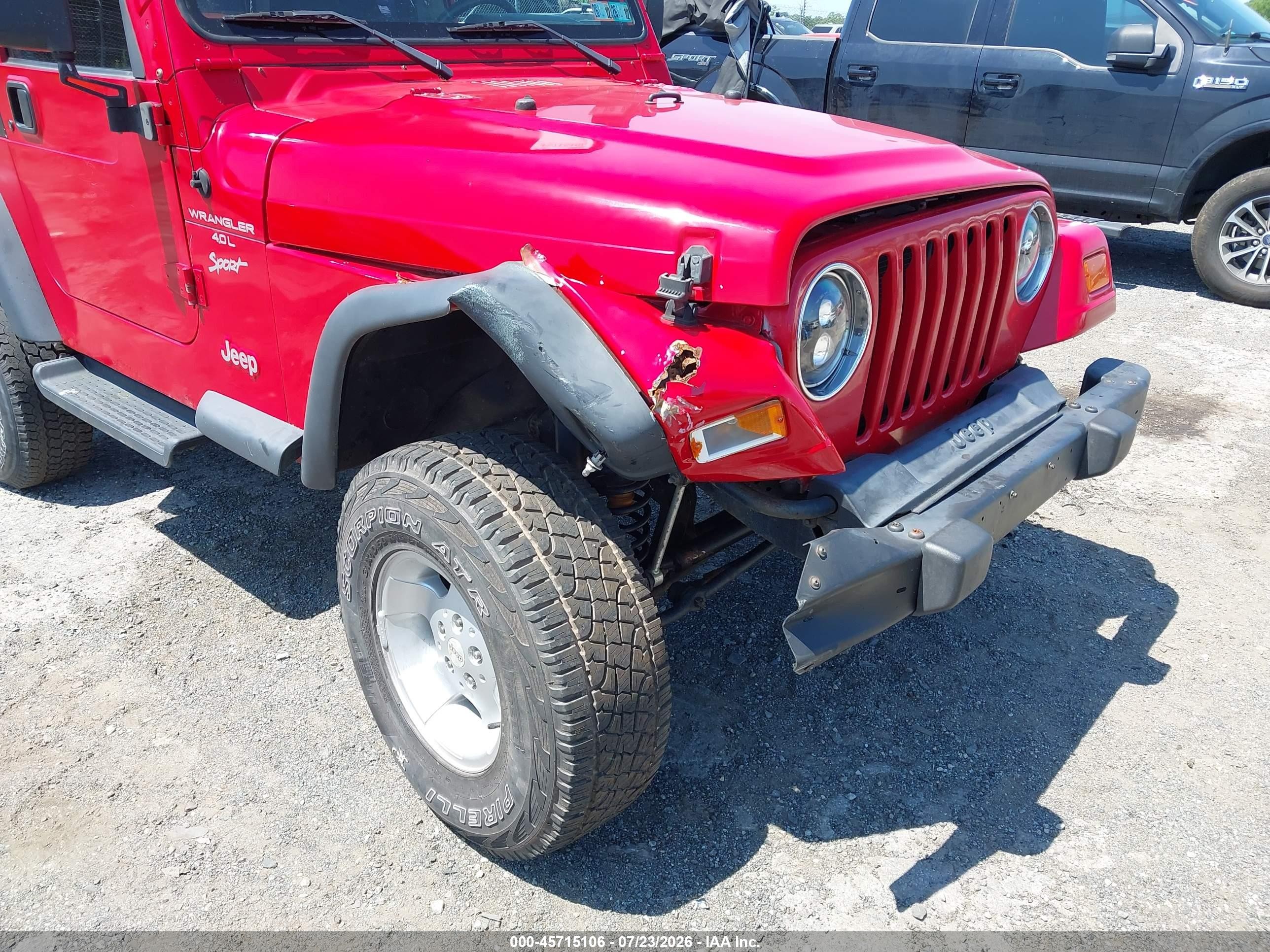 2000 Jeep Wrangler Sport Red vin: 1J4FA49S6YP703070