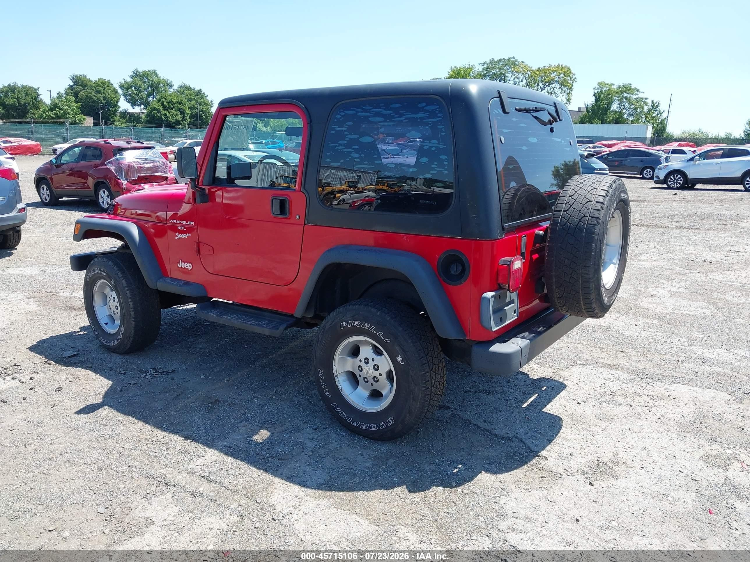 2000 Jeep Wrangler Sport Red vin: 1J4FA49S6YP703070
