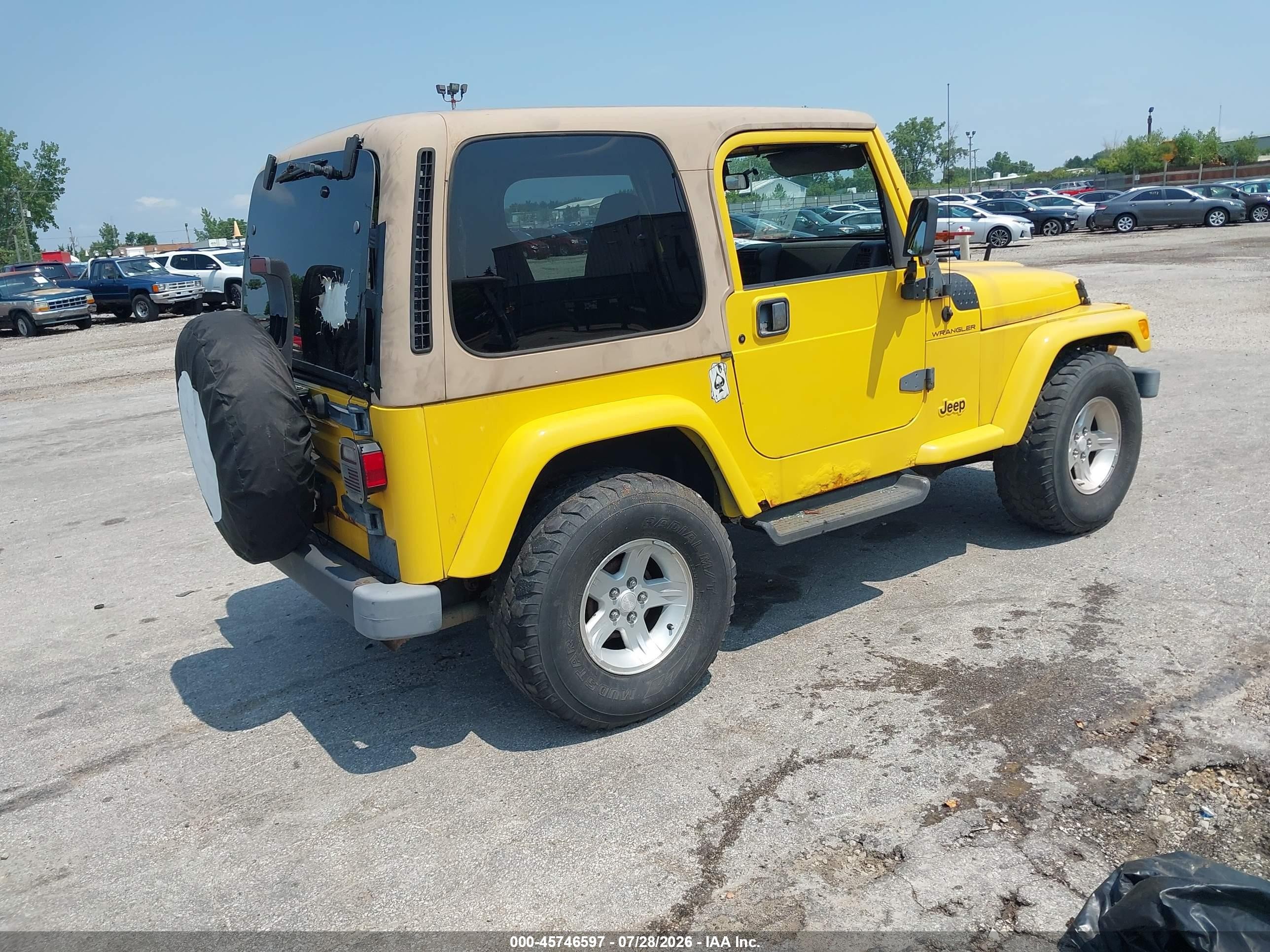 2000 Jeep Wrangler Sport Yellow vin: 1J4FA49S6YP726445