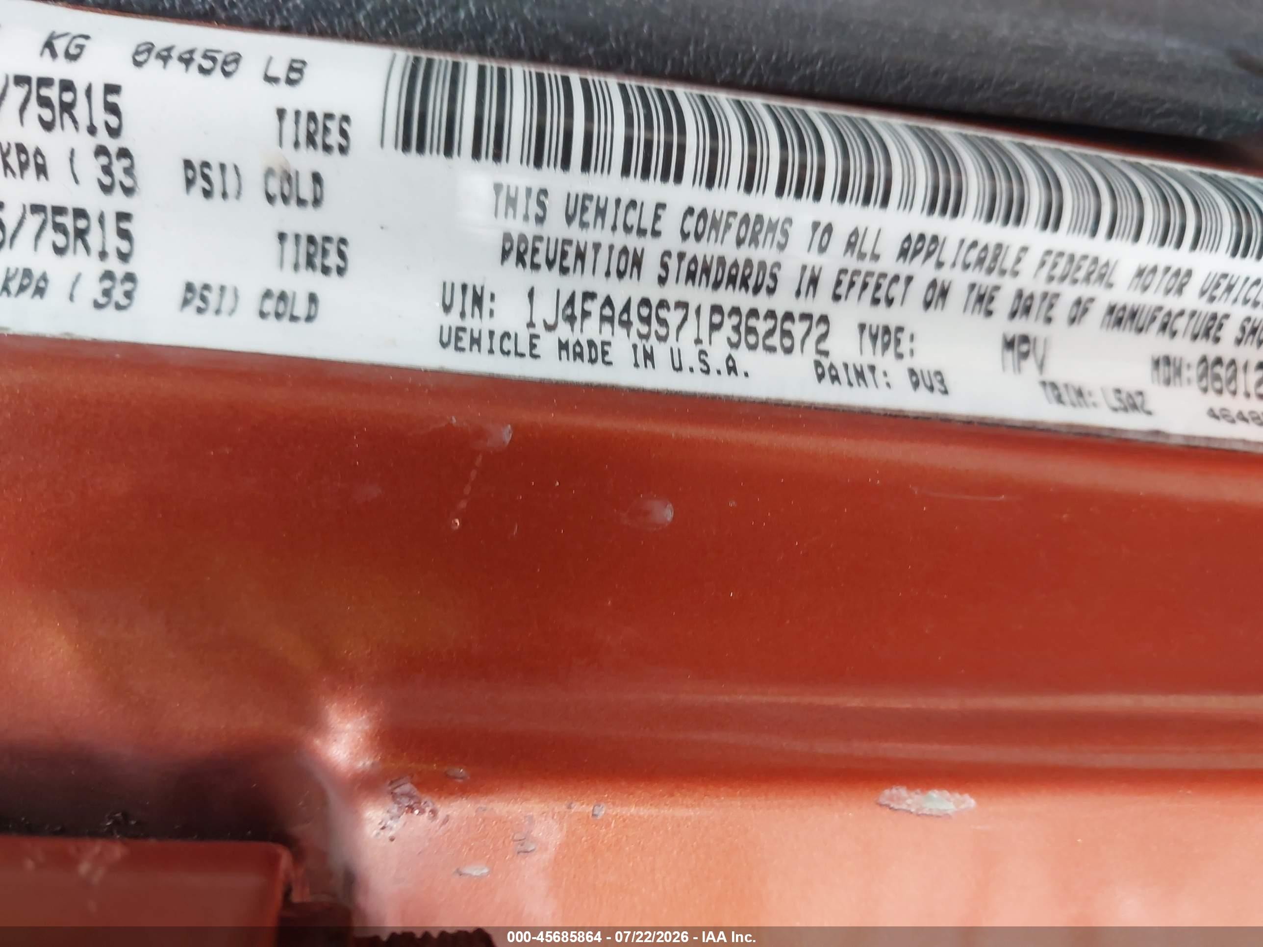 2001 Jeep Wrangler Sport Orange vin: 1J4FA49S71P362672