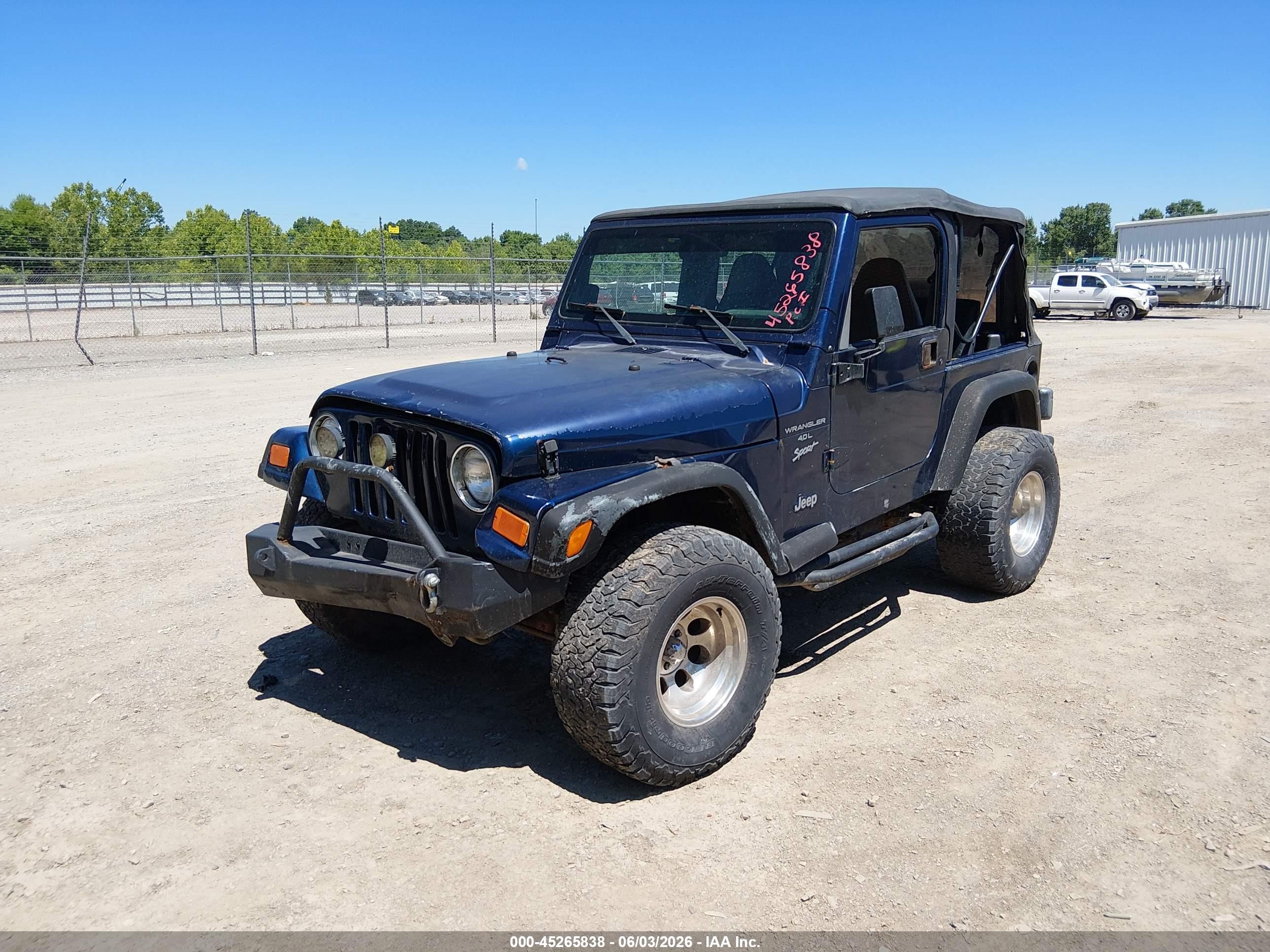 2000 Jeep Wrangler Sport Blue vin: 1J4FA49S7YP748213