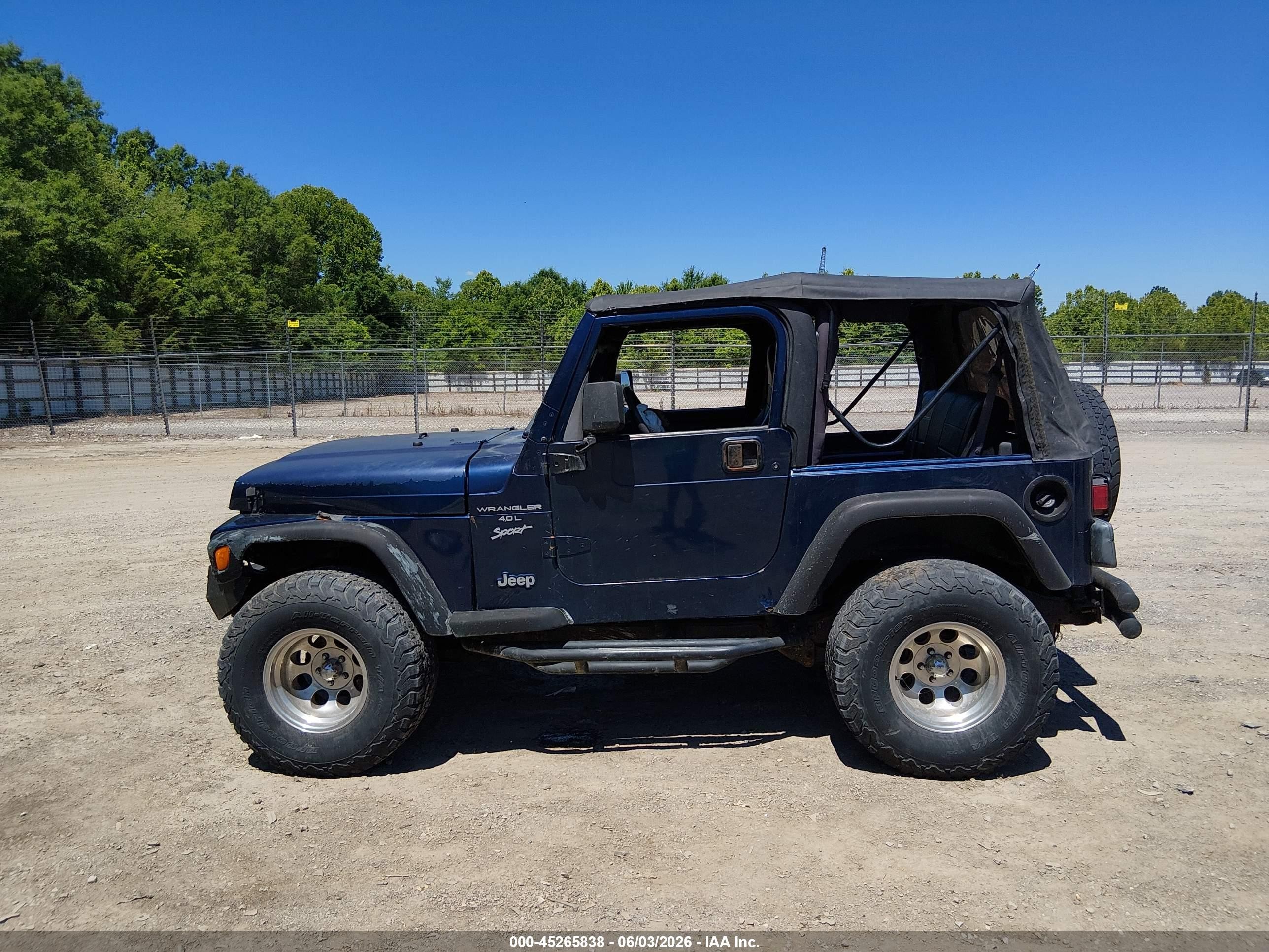 2000 Jeep Wrangler Sport Blue vin: 1J4FA49S7YP748213