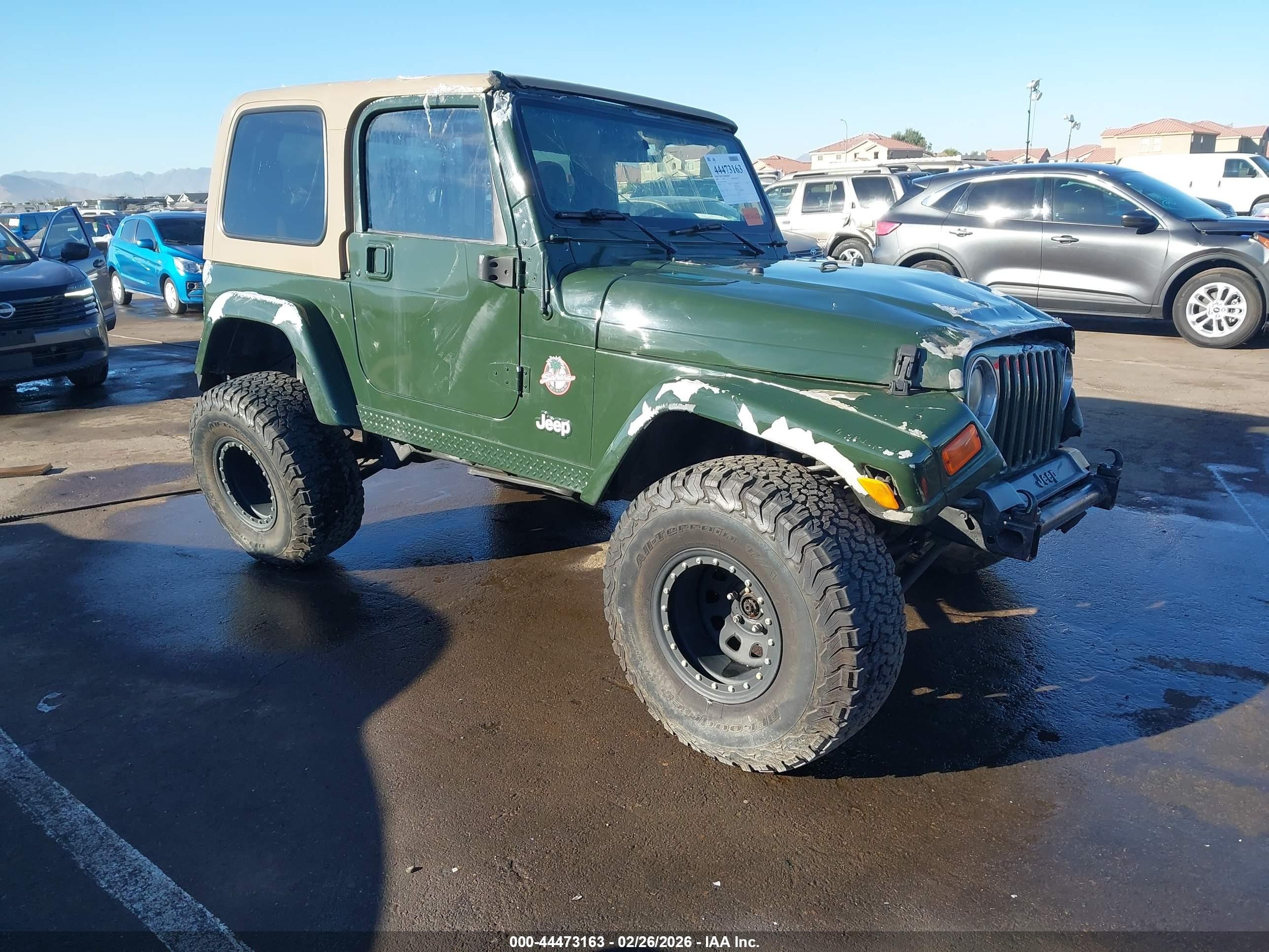 2000 Jeep Wrangler Sport Green vin: 1J4FA49S7YP791899