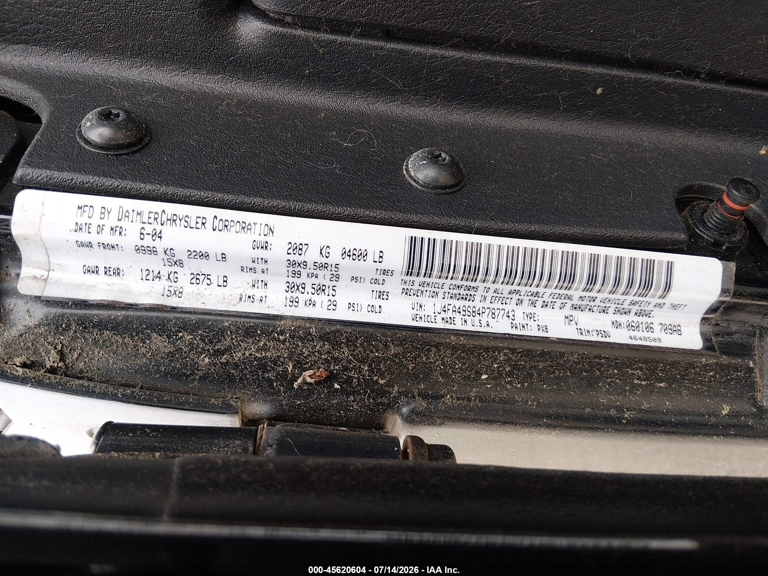 2004 Jeep Wrangler Unlimited Черный vin: 1J4FA49S84P787743