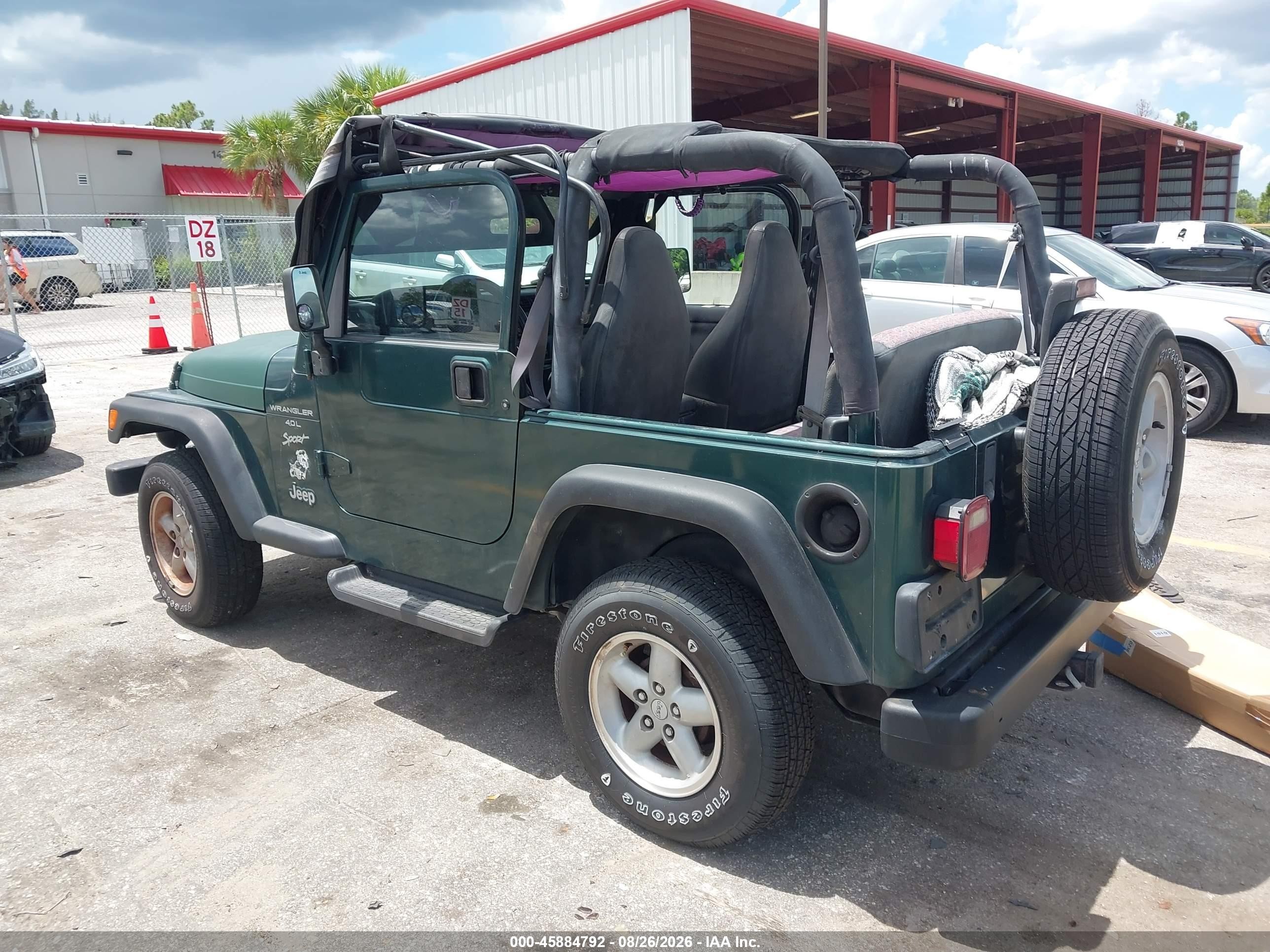 2000 Jeep Wrangler Sport Green vin: 1J4FA49S8YP704849