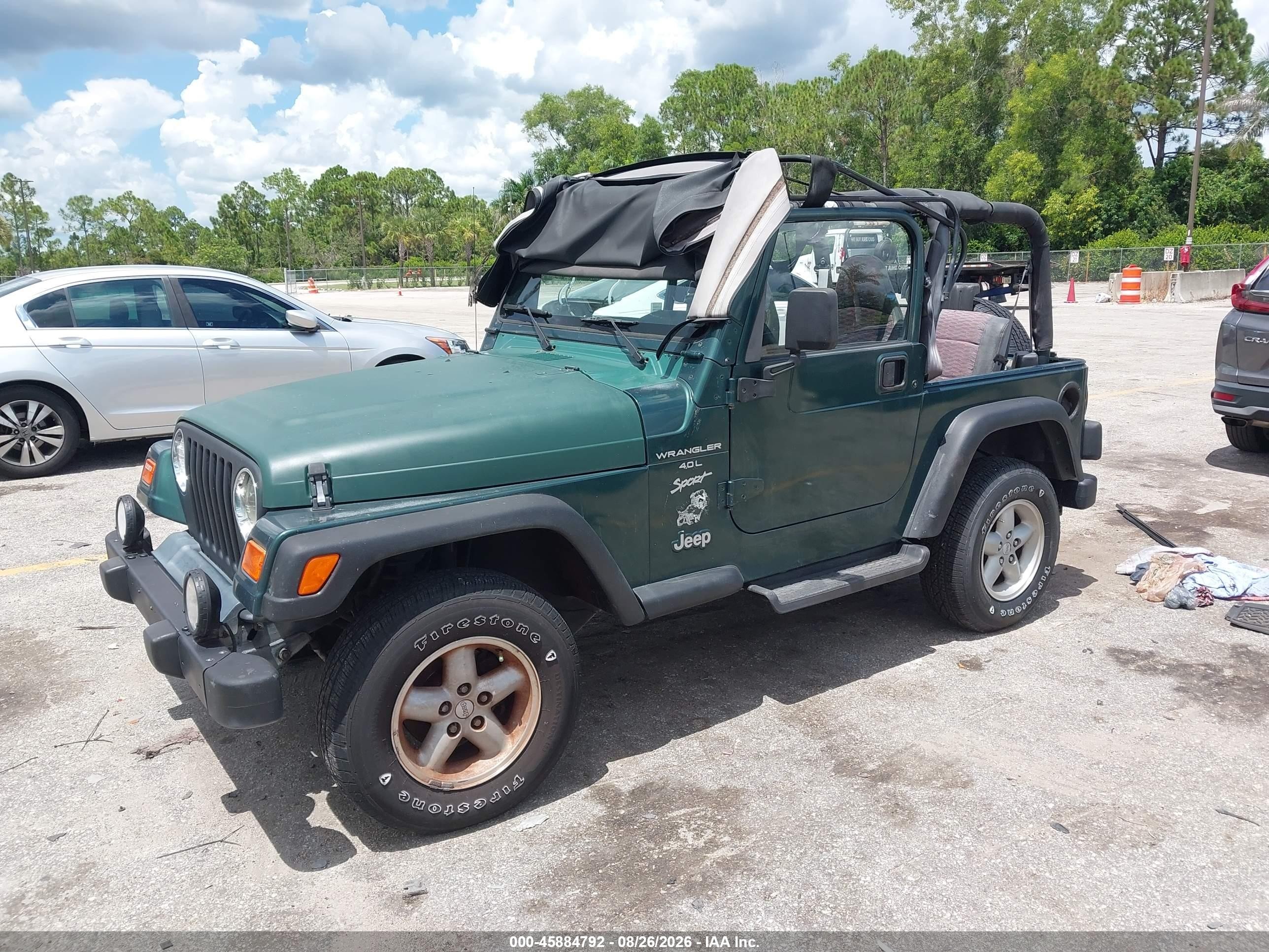 2000 Jeep Wrangler Sport Green vin: 1J4FA49S8YP704849