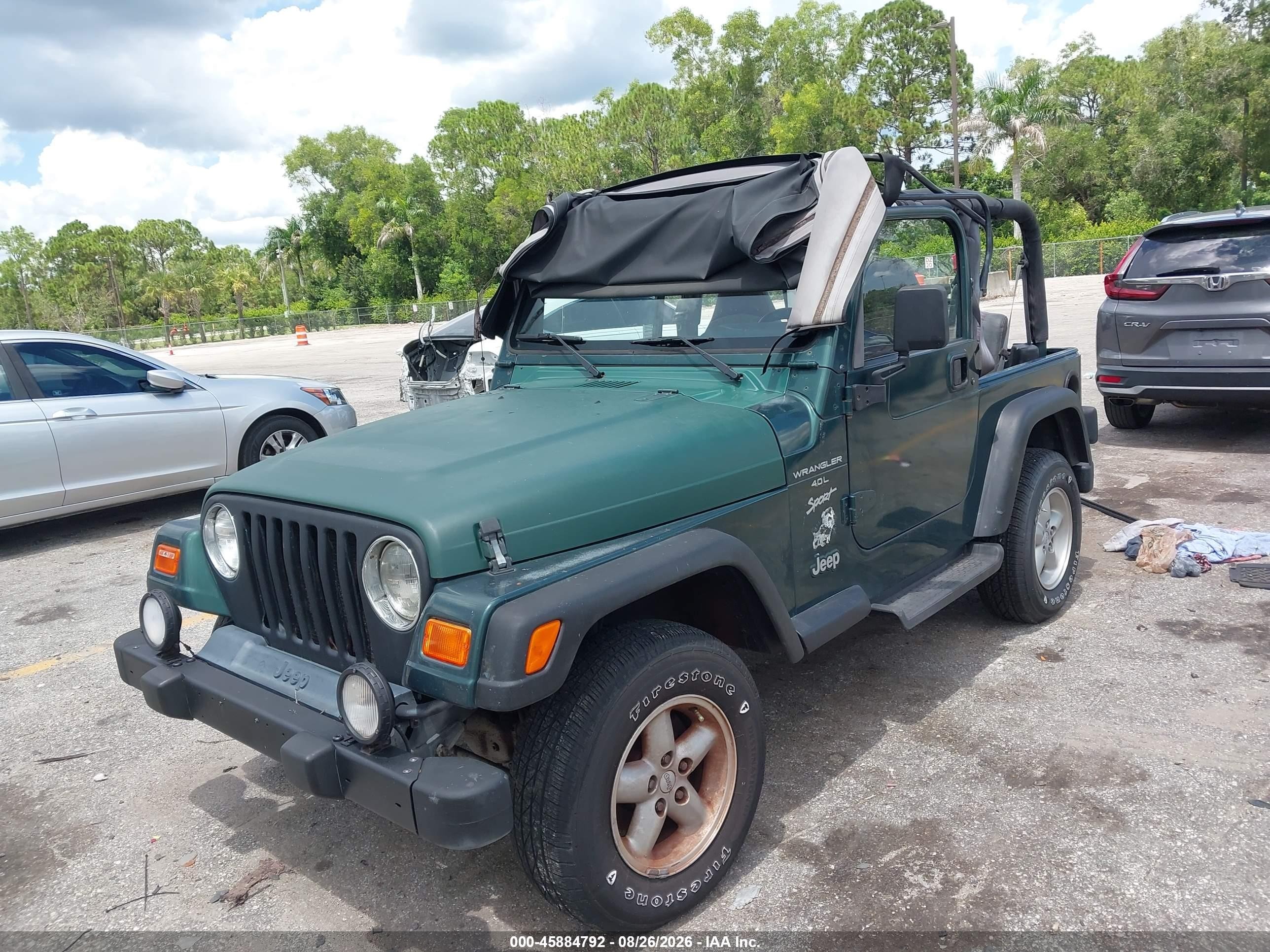 2000 Jeep Wrangler Sport Green vin: 1J4FA49S8YP704849