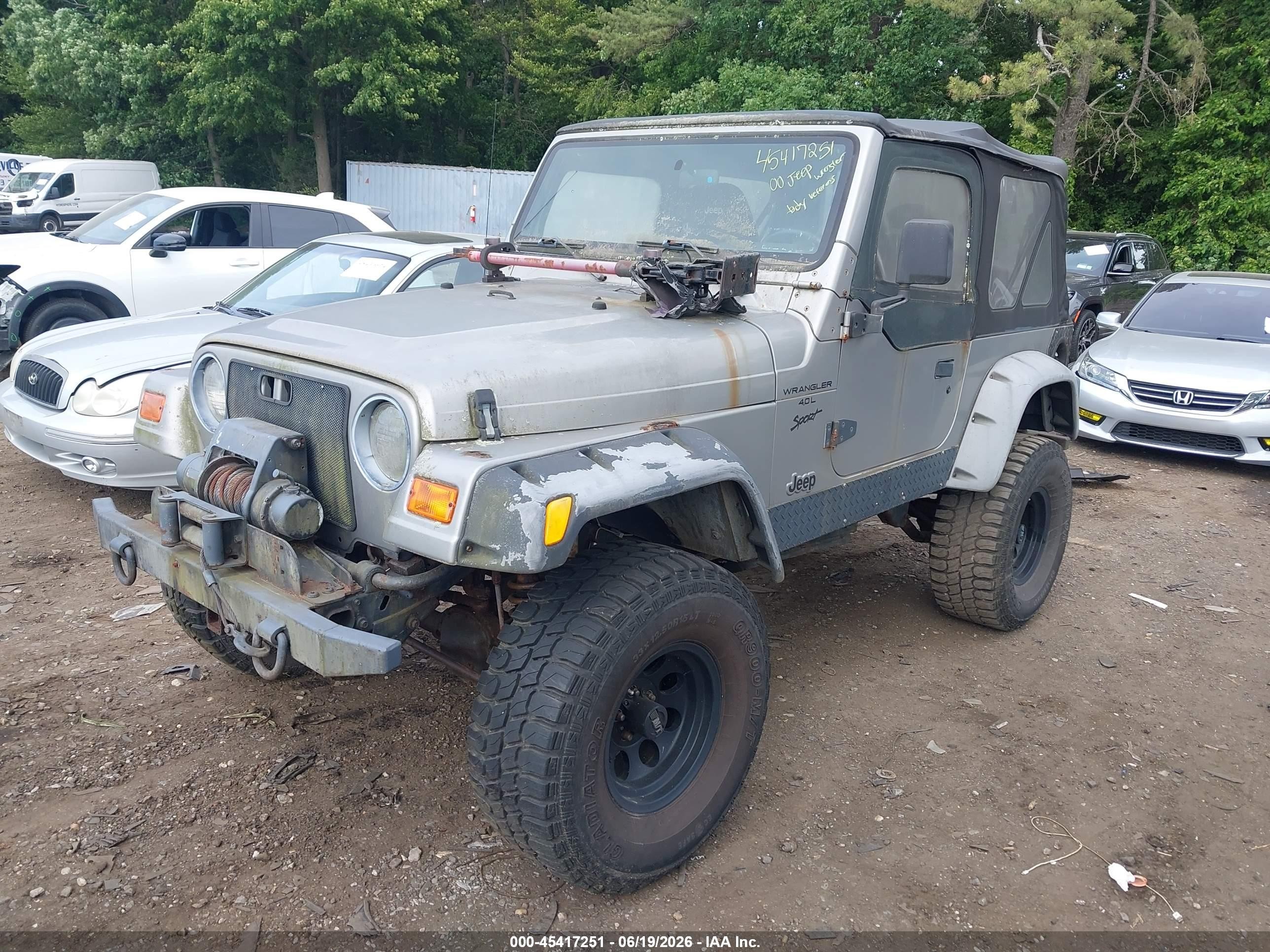 2000 Jeep Wrangler Sport Gray vin: 1J4FA49S8YP755994