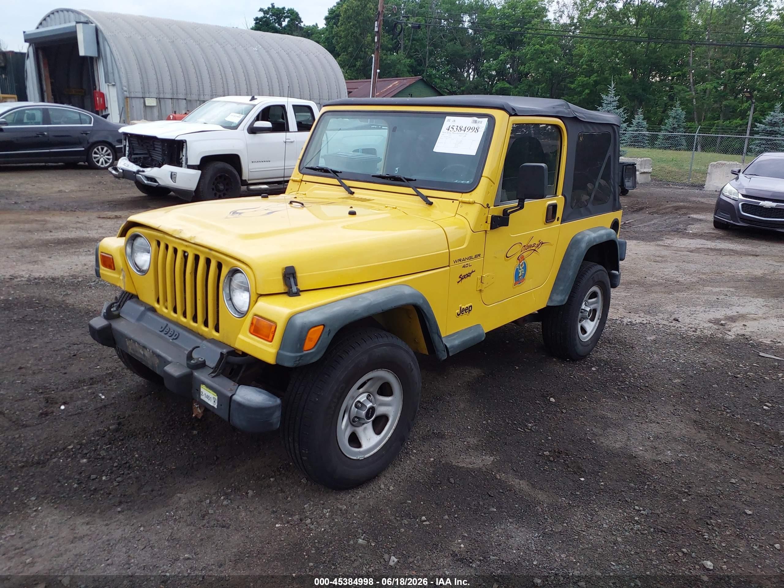 2000 Jeep Wrangler Sport Yellow vin: 1J4FA49S8YP788476