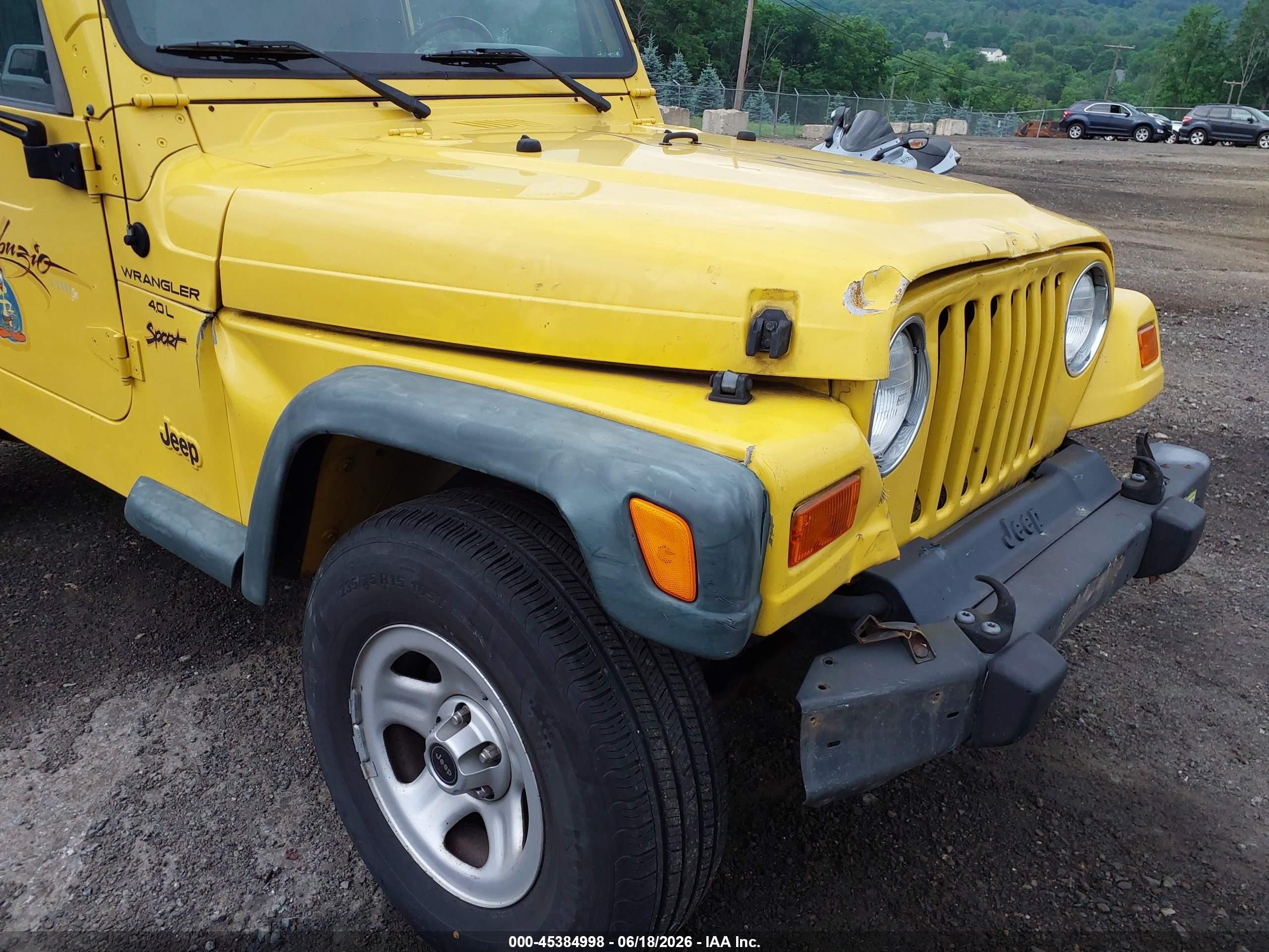 2000 Jeep Wrangler Sport Yellow vin: 1J4FA49S8YP788476