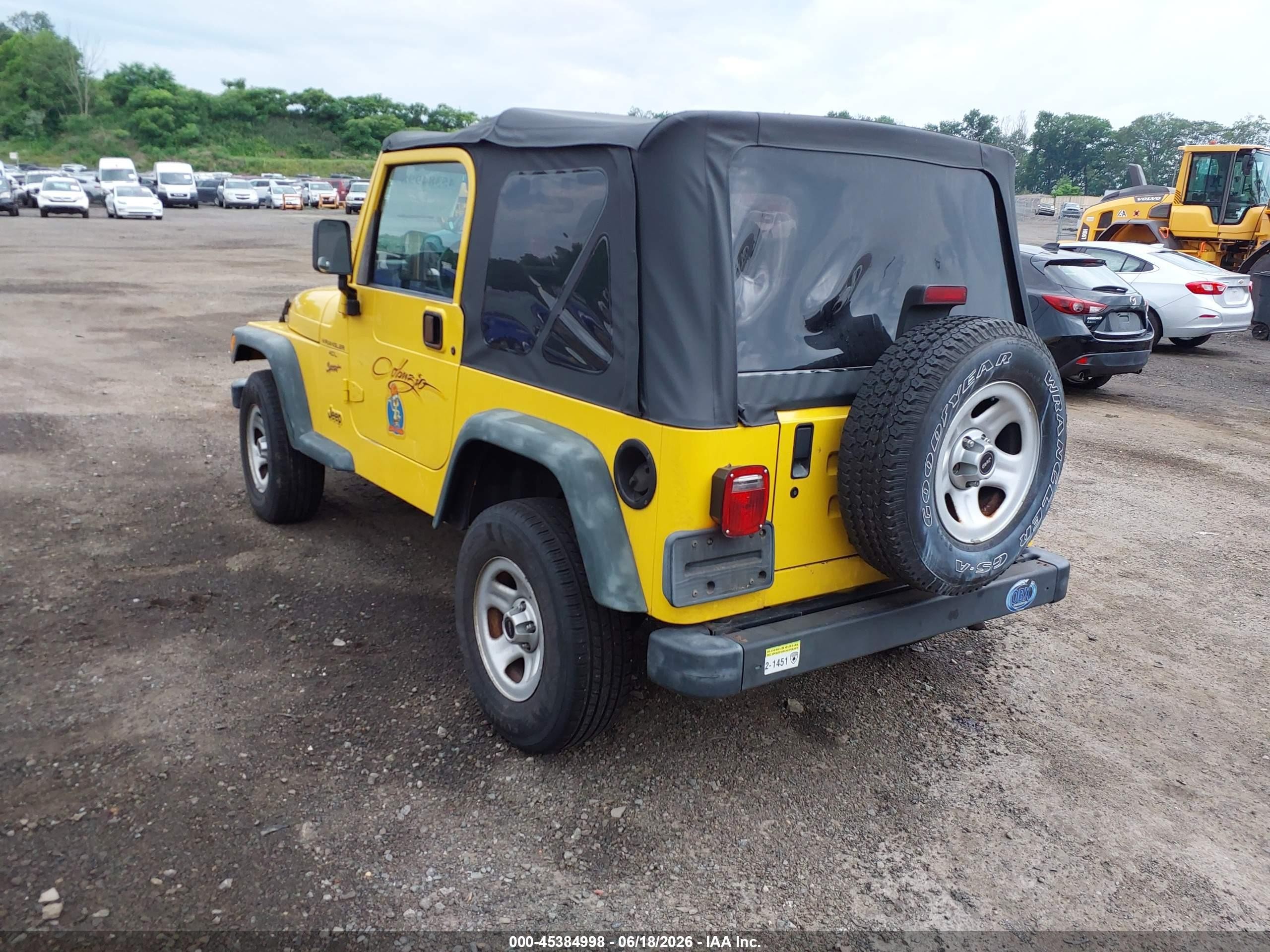 2000 Jeep Wrangler Sport Yellow vin: 1J4FA49S8YP788476
