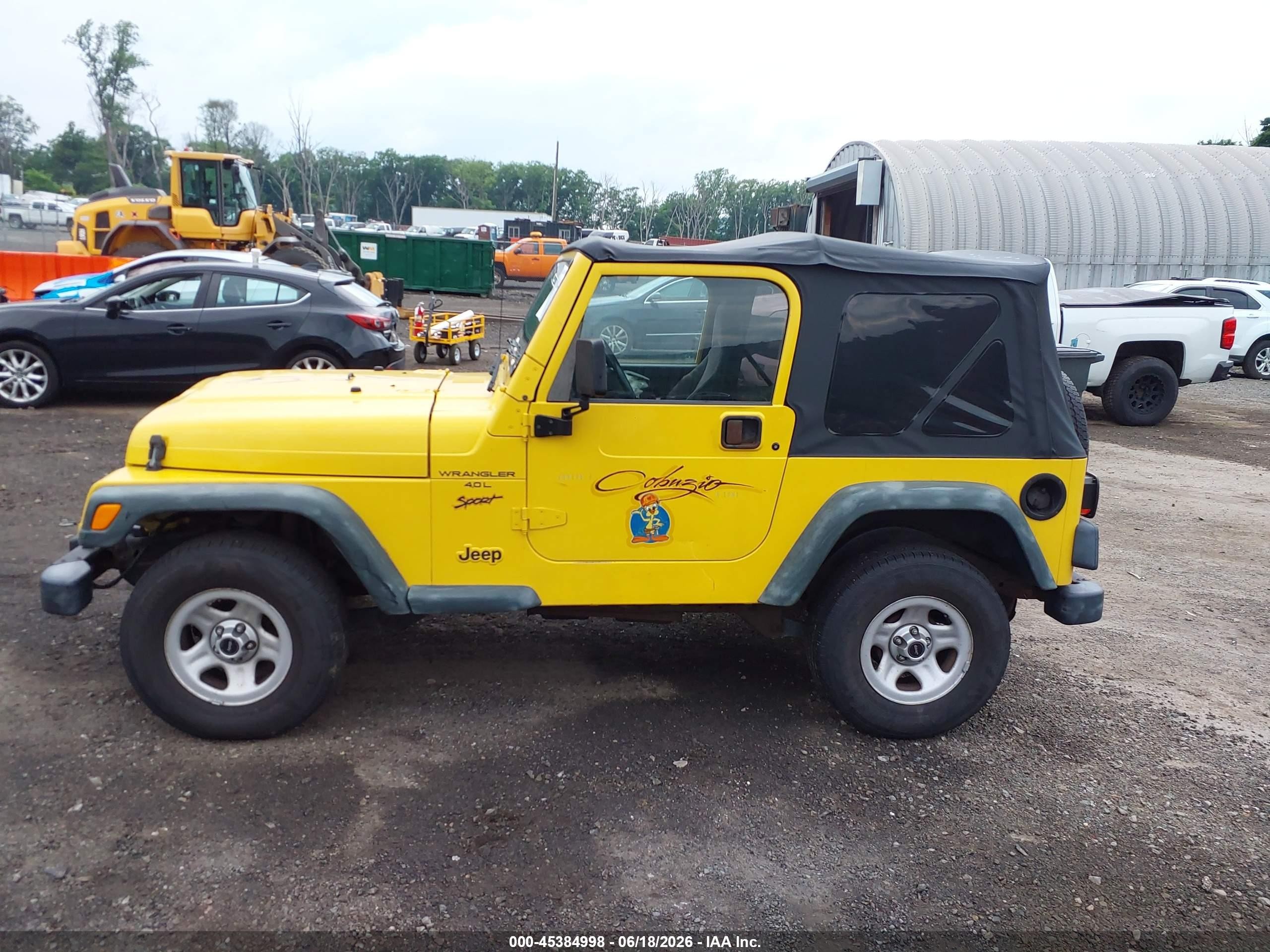 2000 Jeep Wrangler Sport Yellow vin: 1J4FA49S8YP788476