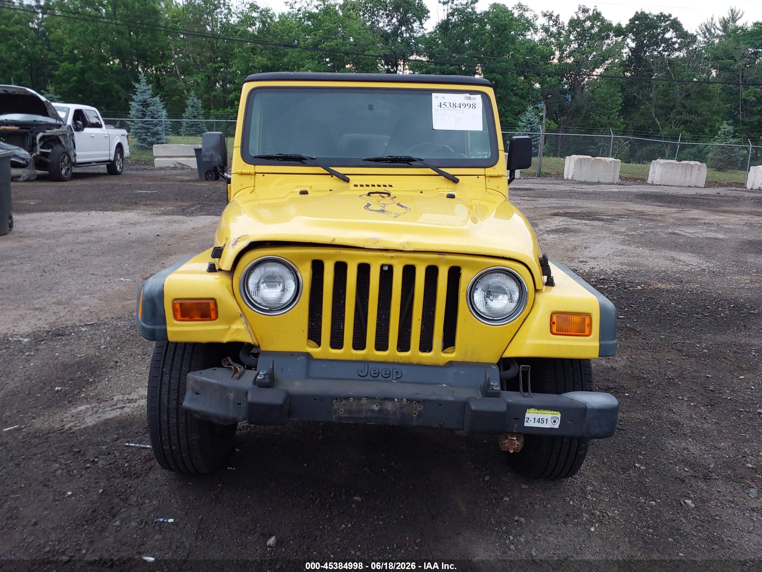 2000 Jeep Wrangler Sport Yellow vin: 1J4FA49S8YP788476