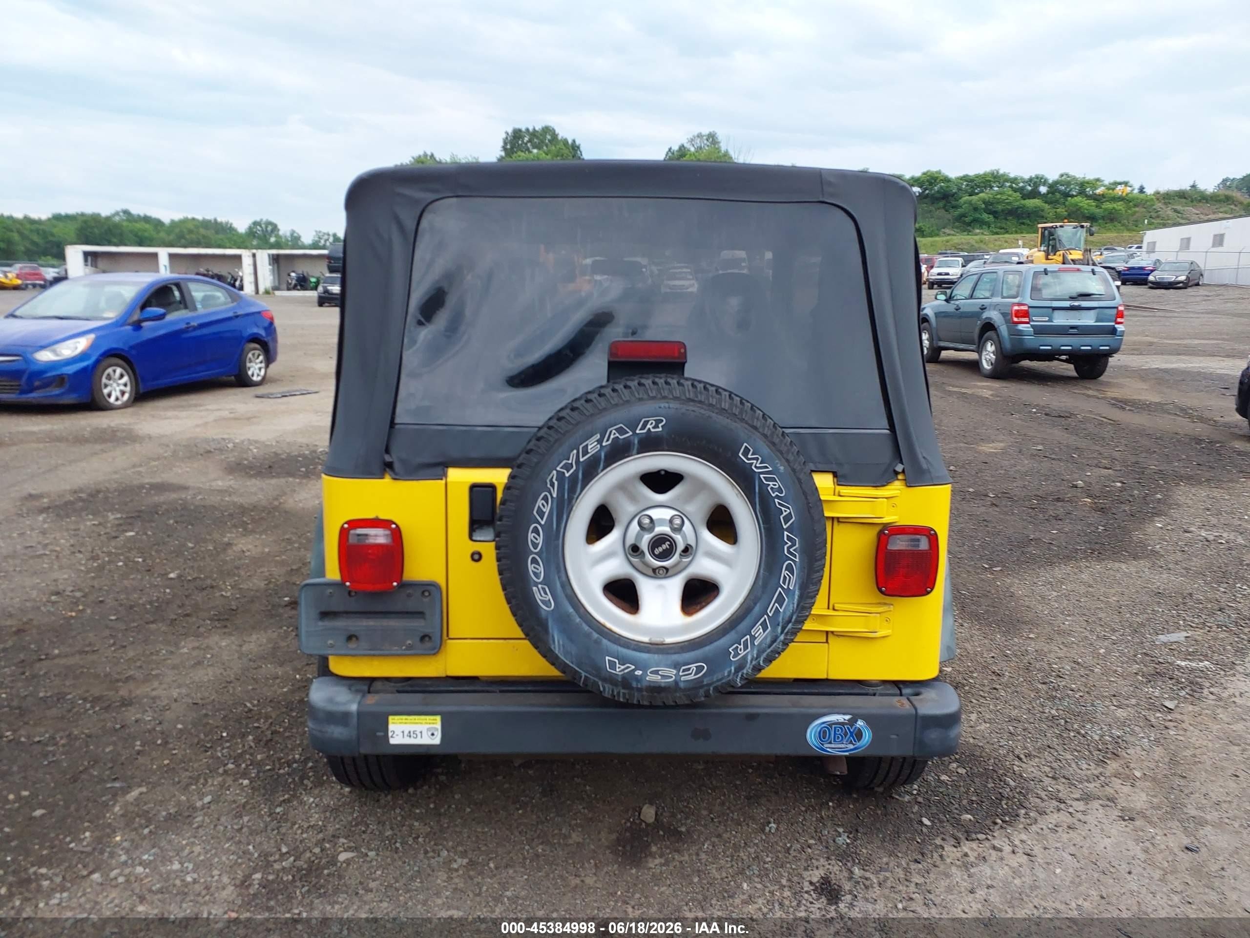 2000 Jeep Wrangler Sport Yellow vin: 1J4FA49S8YP788476
