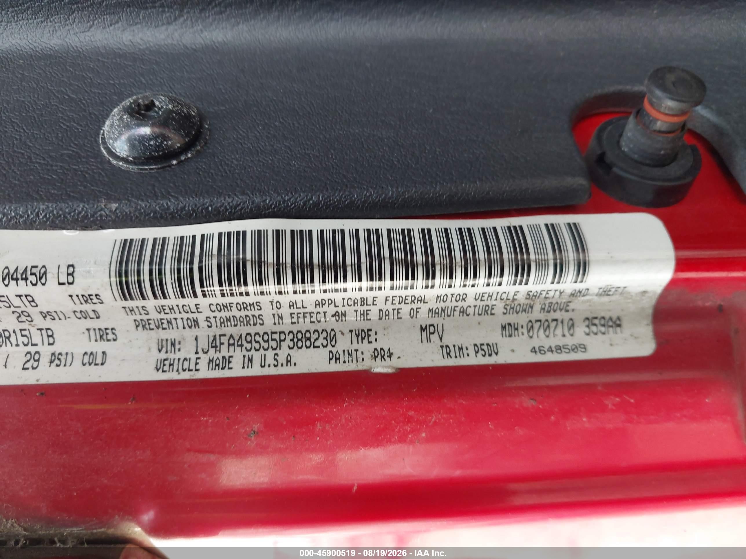 2005 Jeep Wrangler Sport Red vin: 1J4FA49S95P388230