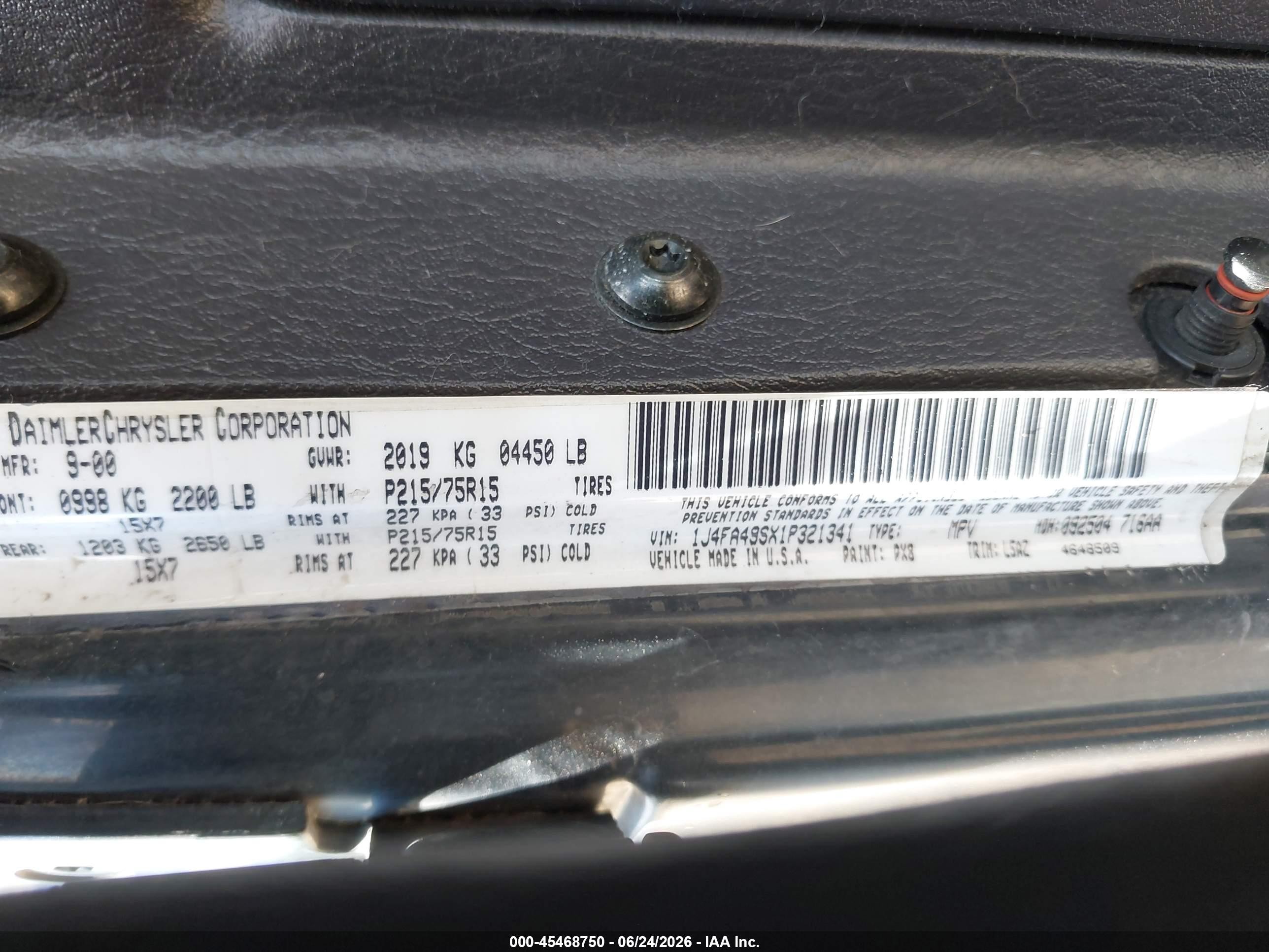 2001 Jeep Wrangler Sport Black vin: 1J4FA49SX1P321341