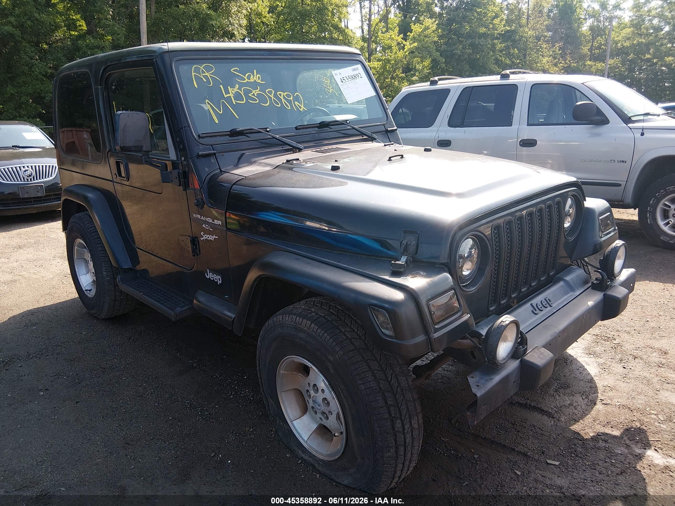 2001 Jeep Wrangler Sport Black vin: 1J4FA49SX1P324403