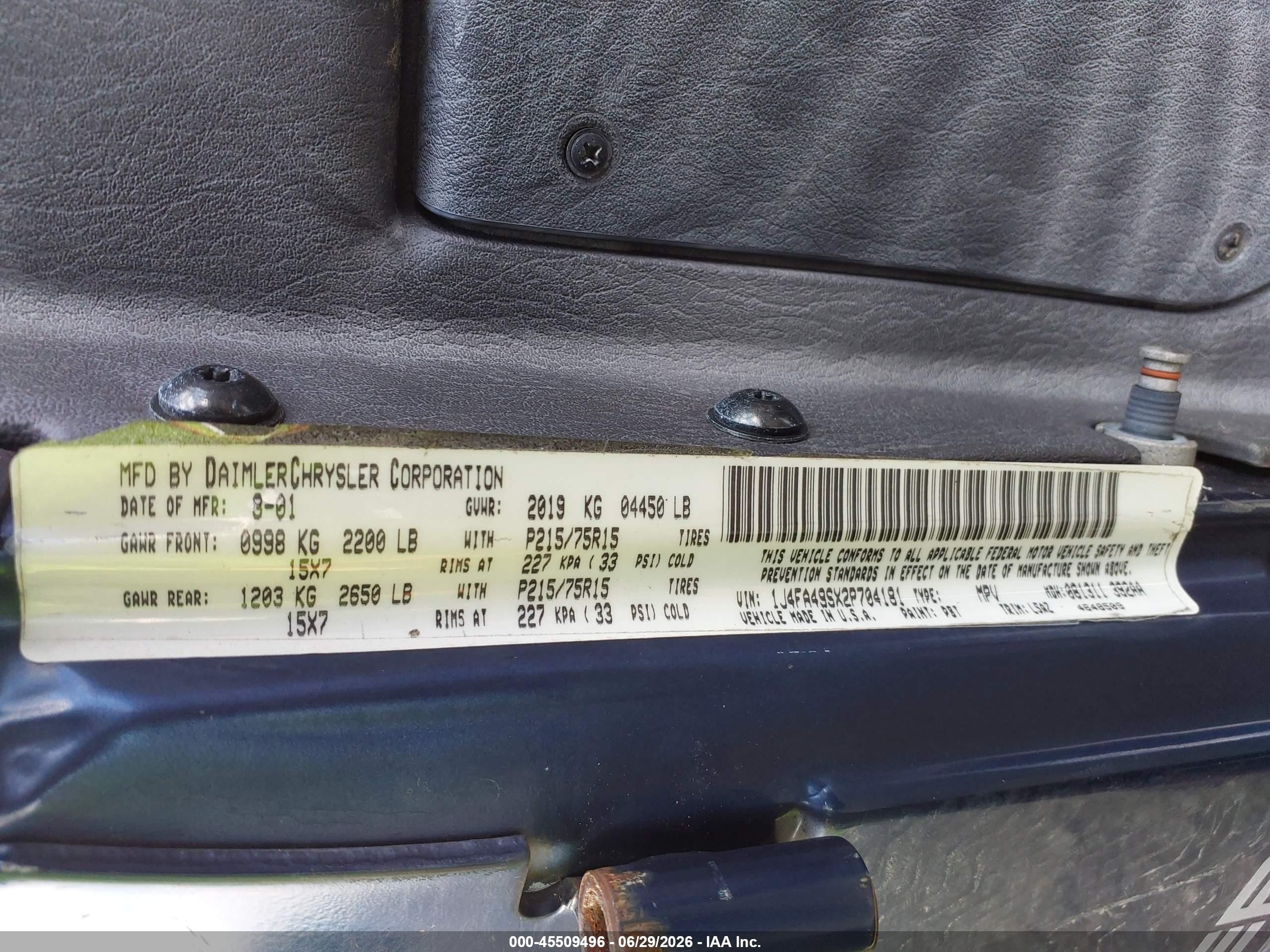 2002 Jeep Wrangler Sport Blue vin: 1J4FA49SX2P704181