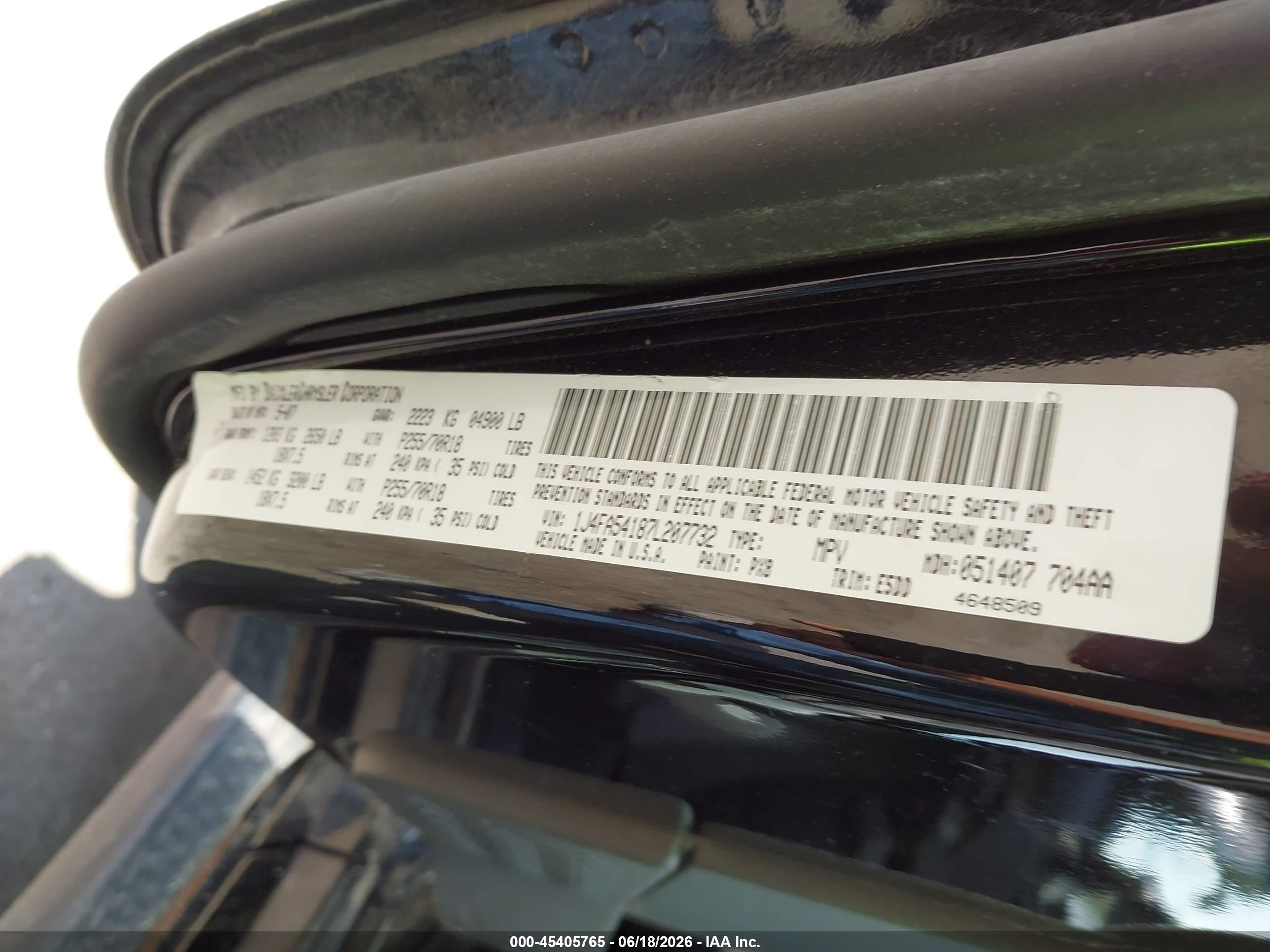 2007 Jeep Wrangler Sahara Black vin: 1J4FA54187L207732
